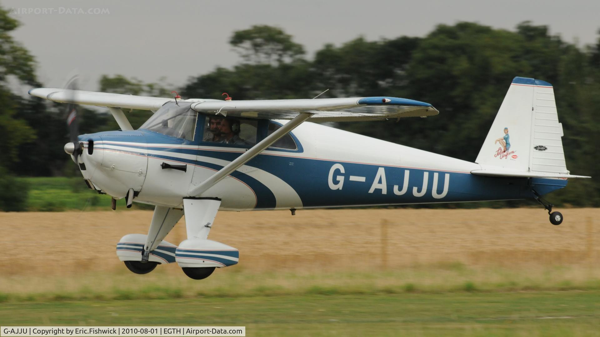 G-AJJU, 1946 Luscombe 8E Silvaire C/N 2295, G-AJJU departing Shuttleworth Military Pagent Air Display August 2010 