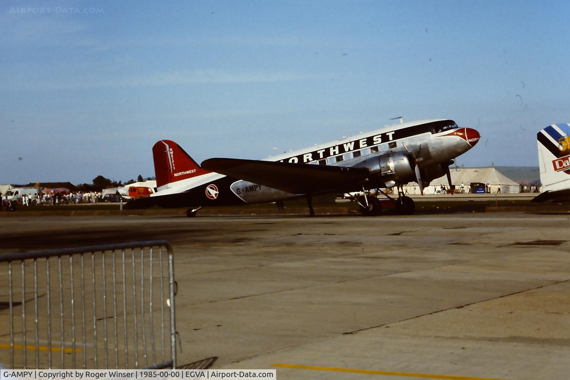 G-AMPY, 1944 Douglas C-47B-15-DK Dakota 4 C/N 26569, Painted and marked as Northwest NW21711 for the International Air Tattoo in 1985 which celebrated 50 years of DC-3's