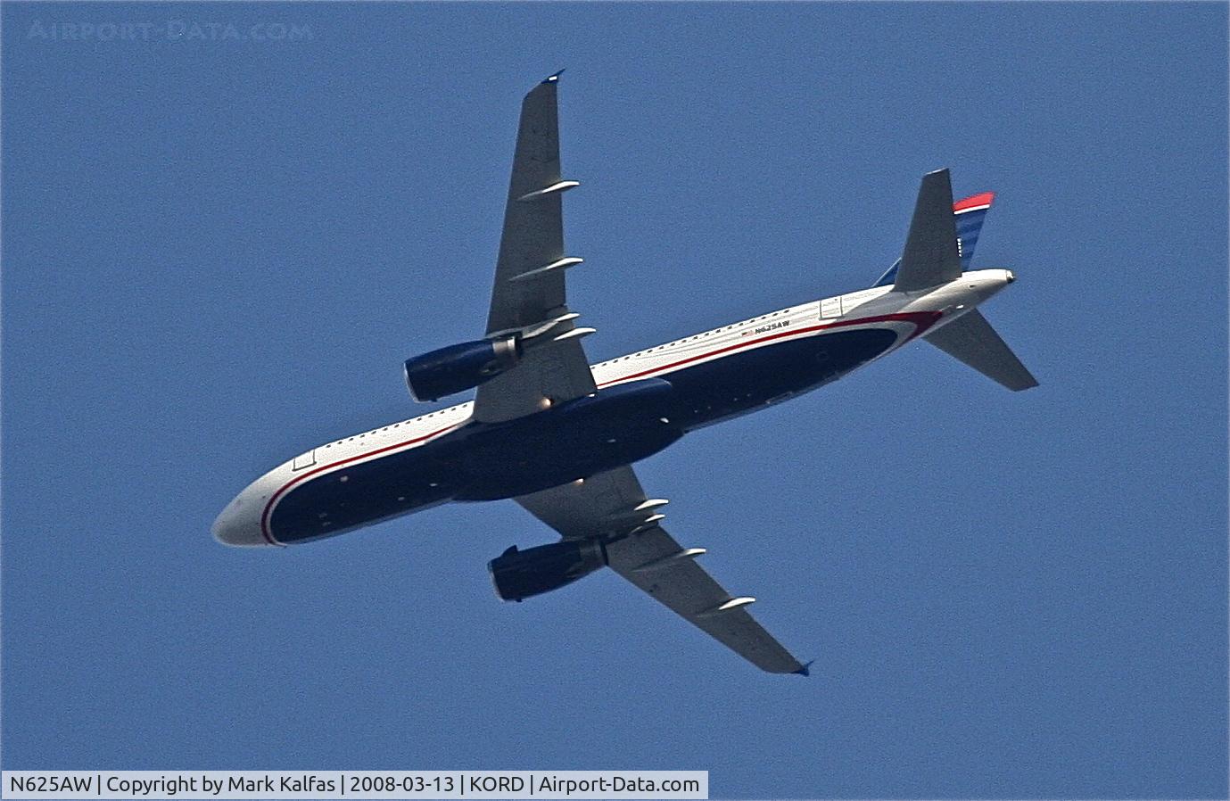N625AW, 1989 Airbus A320-231 C/N 064, US Airways Airbus A320-231 N625AW, descending through 4,500' turning base for 27L KORD.