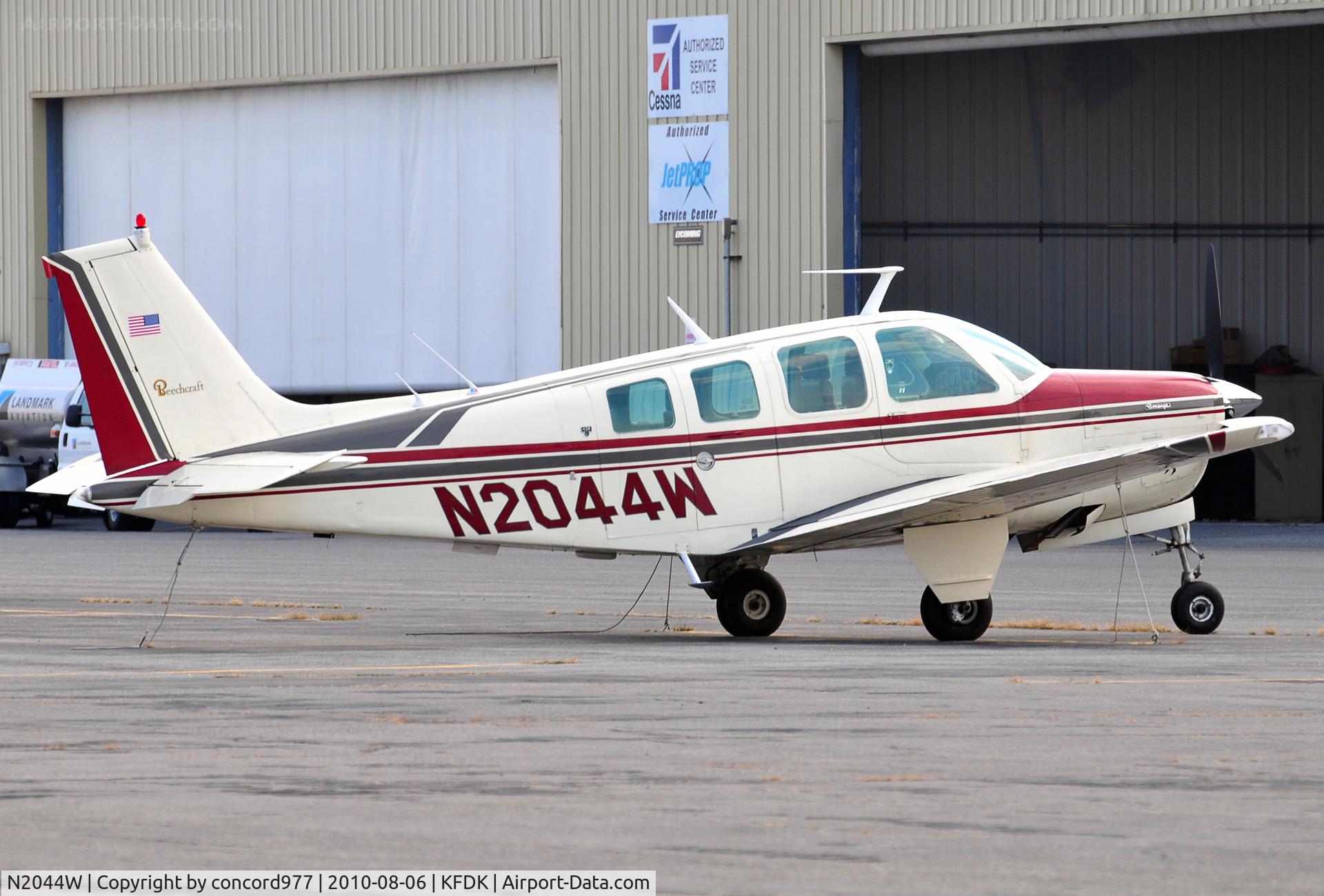 N2044W, 1978 Beech A36 Bonanza 36 C/N E-1391, Seen at KFDK on 8/6/2010