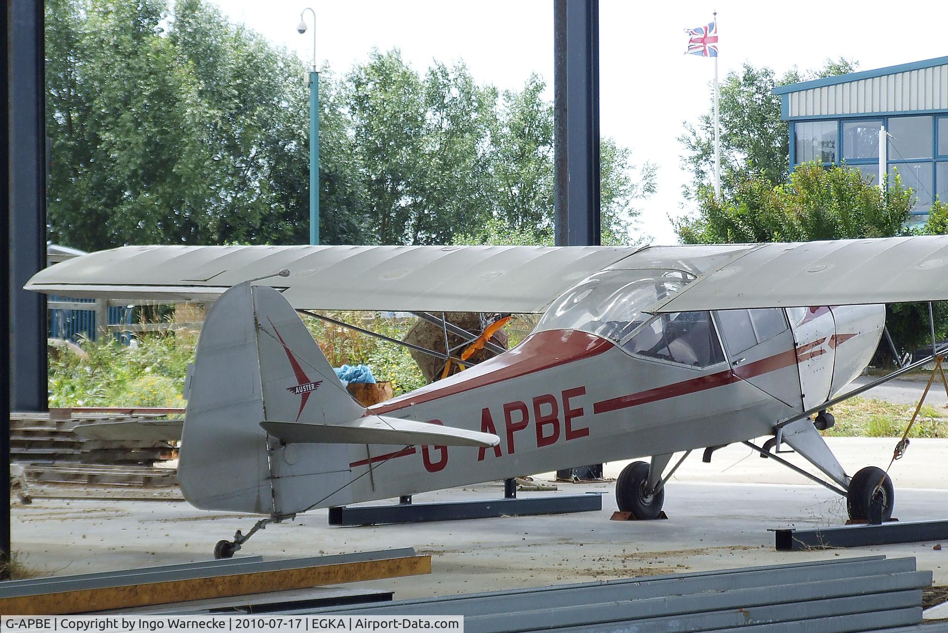 G-APBE, 1957 Auster 5A C/N 3403, Auster 5 (minus propeller) in what should in the future develop into a hangar at Shoreham airport