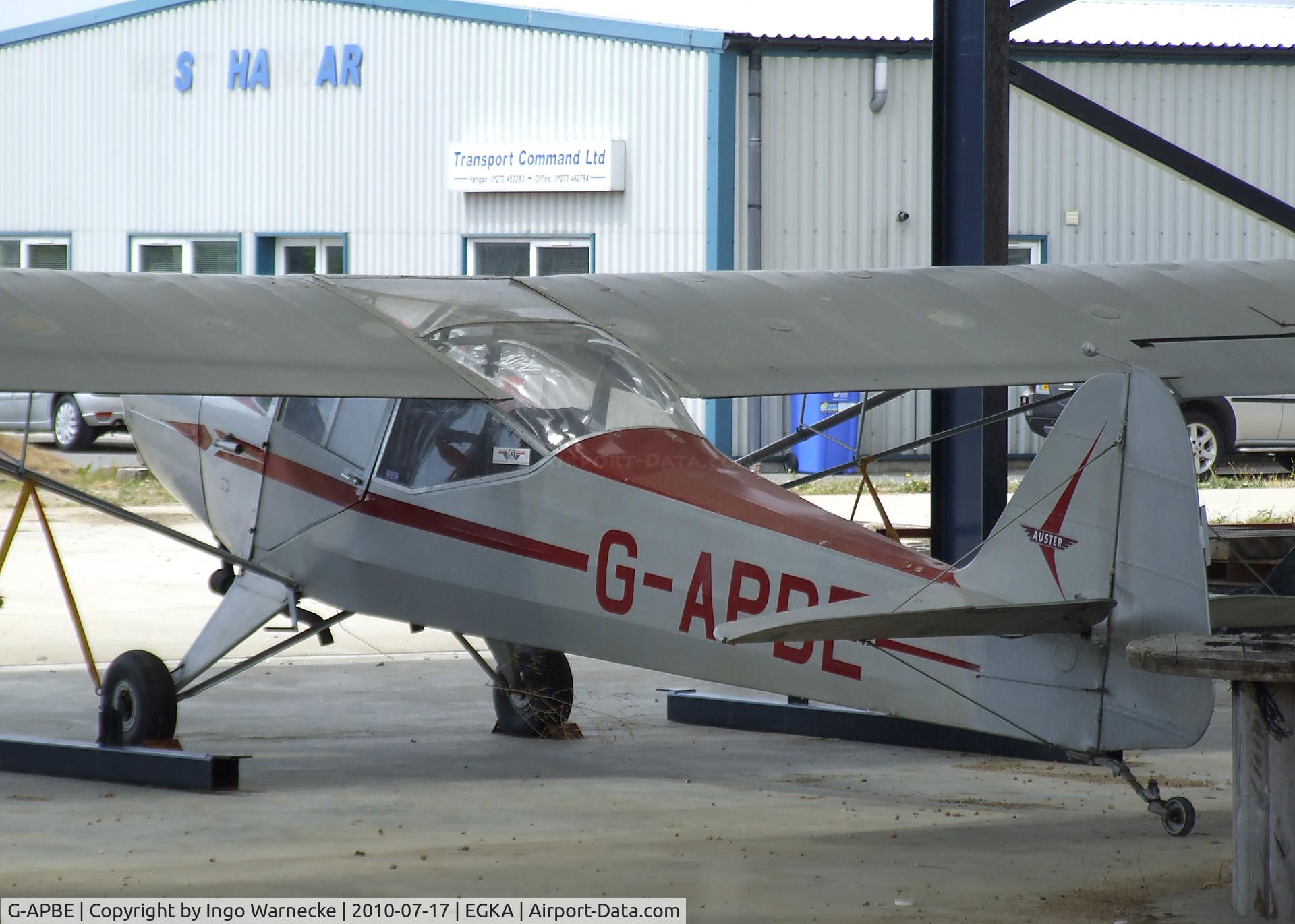 G-APBE, 1957 Auster 5A C/N 3403, Auster 5 (minus propeller) in what should in the future develop into a hangar at Shoreham airport
