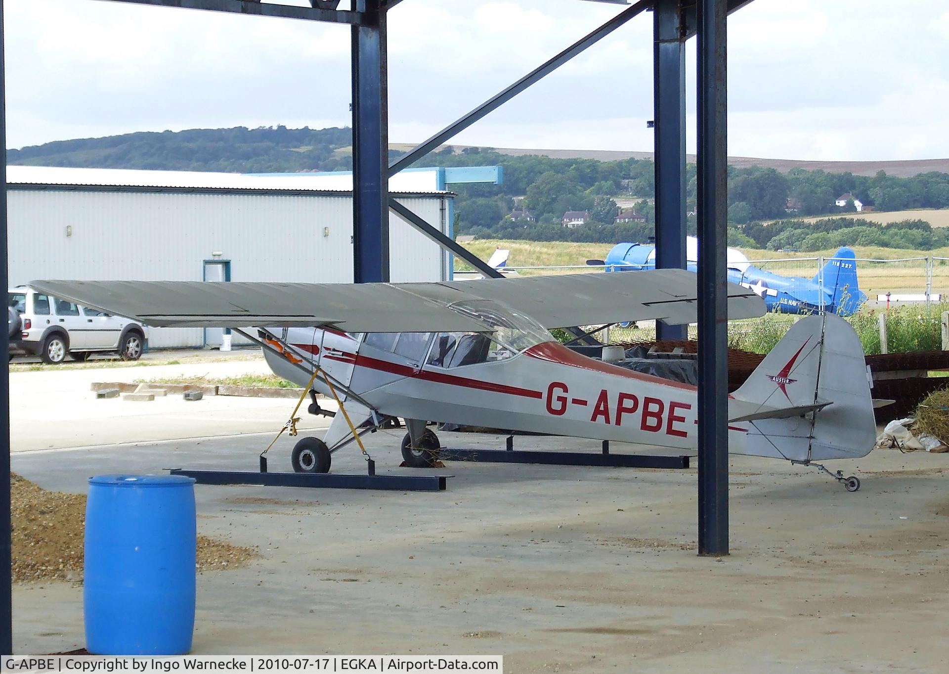 G-APBE, 1957 Auster 5A C/N 3403, Auster 5 (minus propeller) in what should in the future develop into a hangar at Shoreham airport