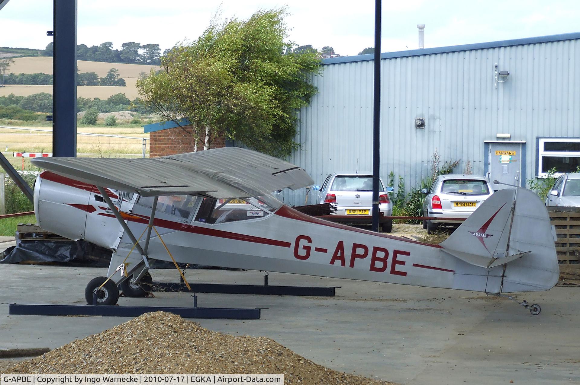 G-APBE, 1957 Auster 5A C/N 3403, Auster 5 (minus propeller) in what should in the future develop into a hangar at Shoreham airport
