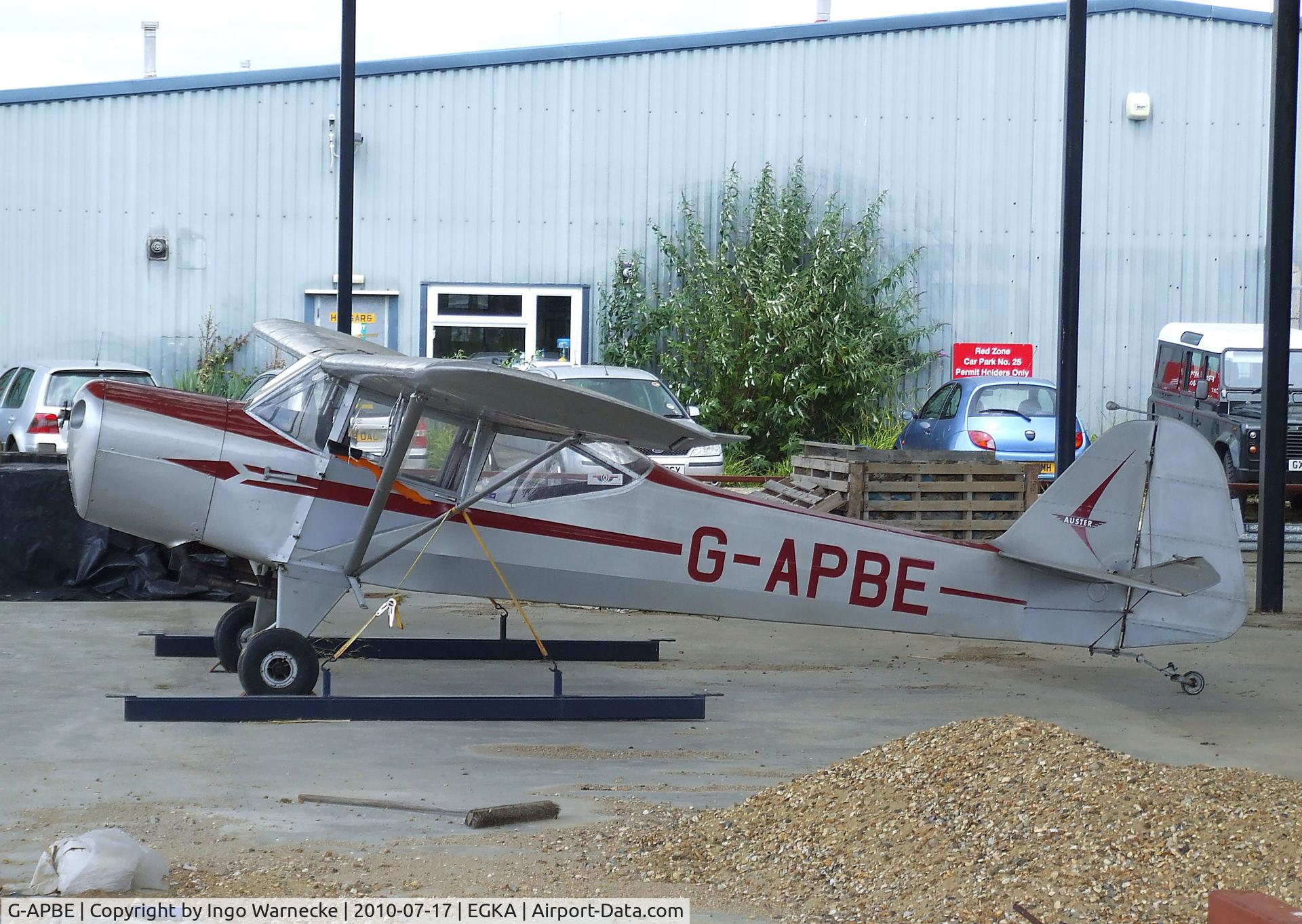 G-APBE, 1957 Auster 5A C/N 3403, Auster 5 (minus propeller) in what should in the future develop into a hangar at Shoreham airport