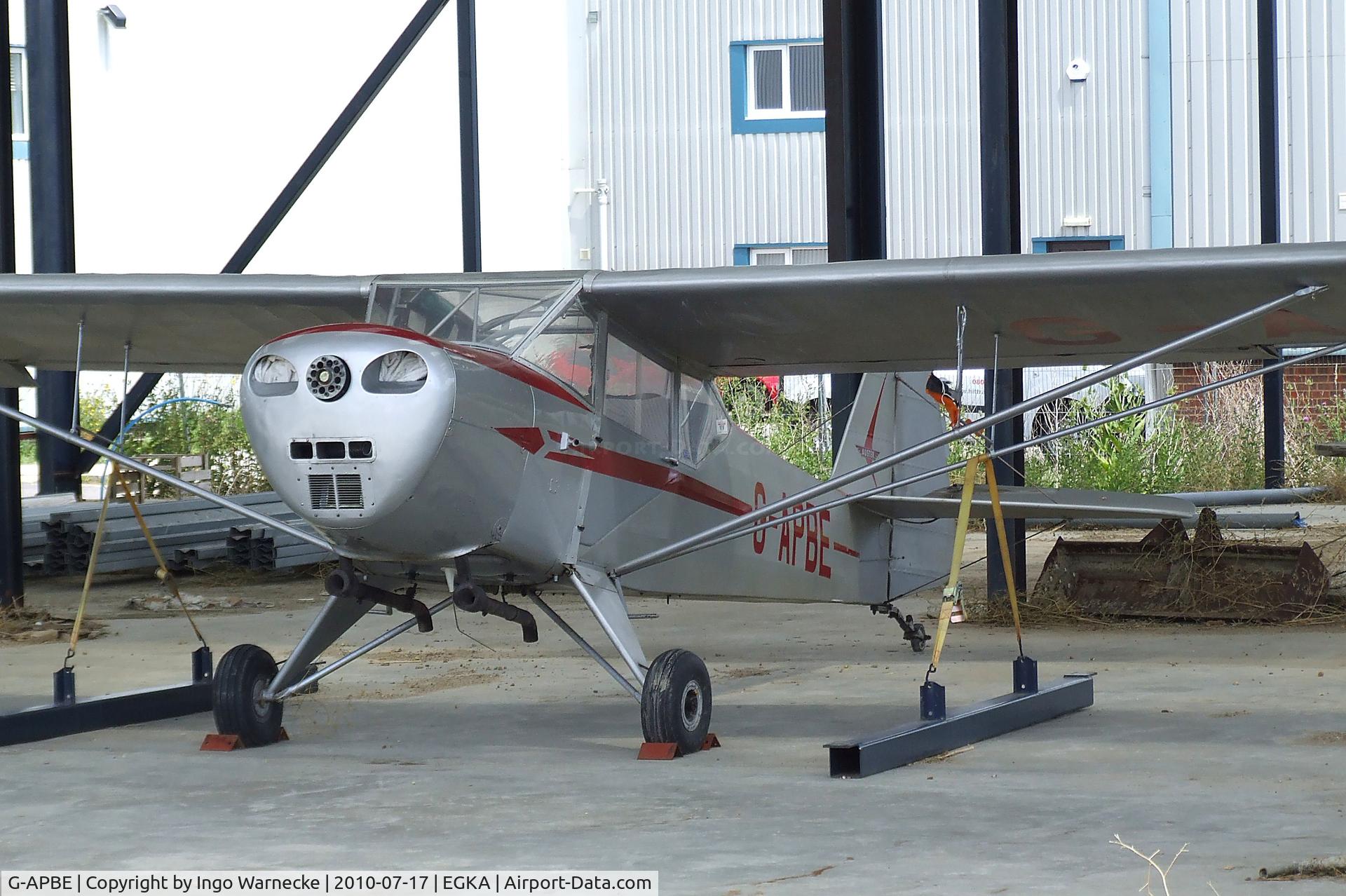 G-APBE, 1957 Auster 5A C/N 3403, Auster 5 (minus propeller) in what should in the future develop into a hangar at Shoreham airport