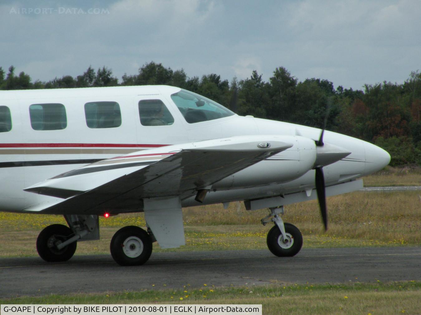G-OAPE, 1983 Cessna T303 Crusader C/N T303-00245, VISITING CRUSADER TAXYING PAST THE CAFE