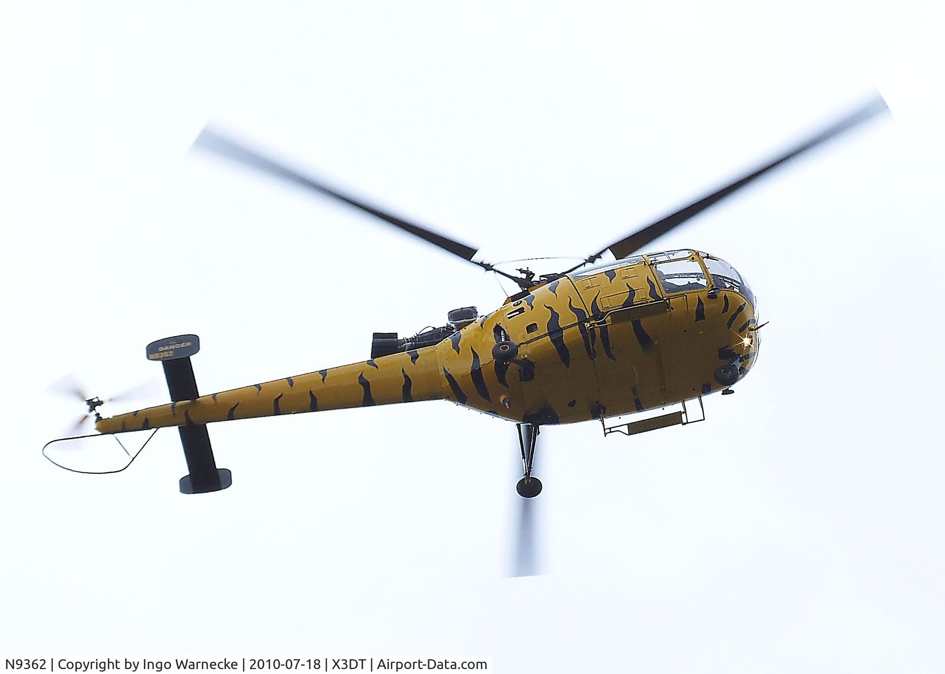 N9362, 1970 Aerospatiale SA-316B Alouette III C/N 1739, Aerospatiale SA.316B Alouette III taking off from the lawn in front of the AeroVenture Museum, Doncaster