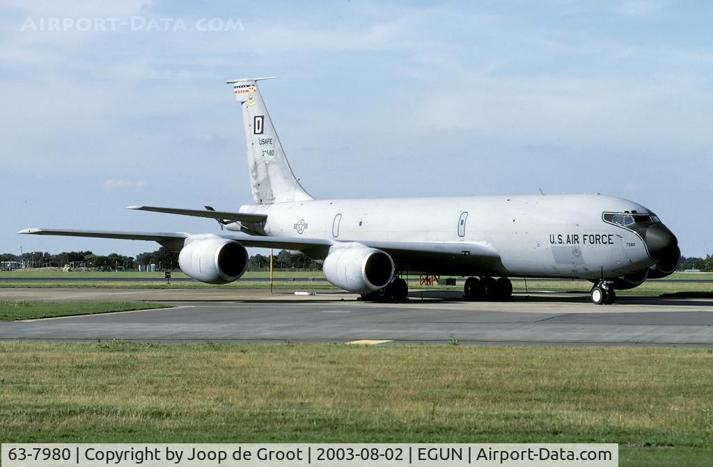 63-7980, 1963 Boeing KC-135R Stratotanker C/N 18597, 351 ARS/100 ARW. This aircraft was converted to KC-135R and later to EC-135R