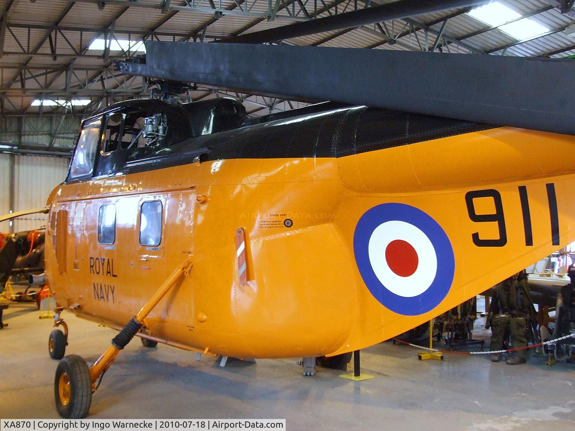 XA870, 1954 Westland Whirlwind HAR.1 C/N WA16, Westland Whirlwind HAR1 at the AeroVenture, Doncaster