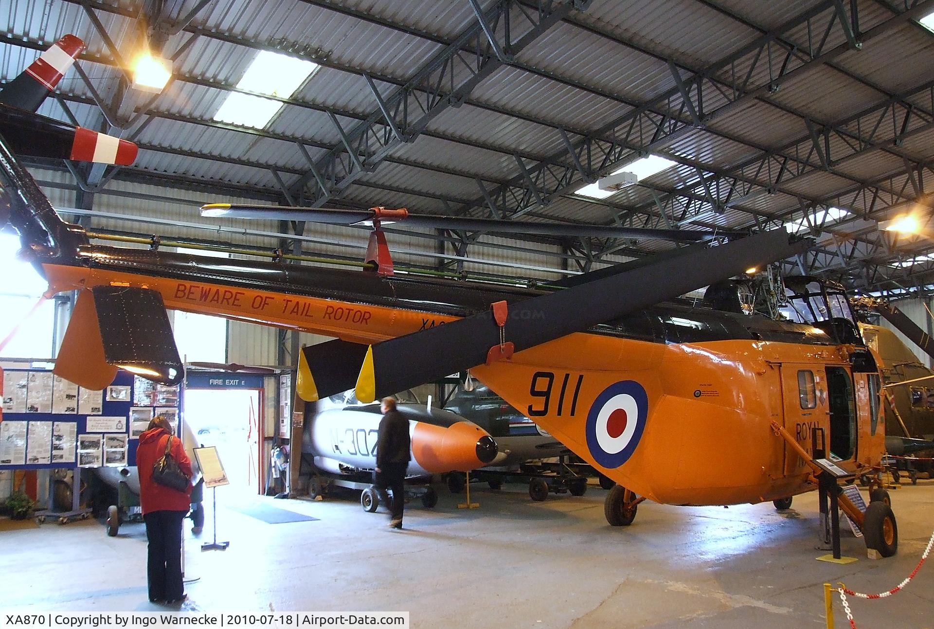 XA870, 1954 Westland Whirlwind HAR.1 C/N WA16, Westland Whirlwind HAR1 at the AeroVenture, Doncaster