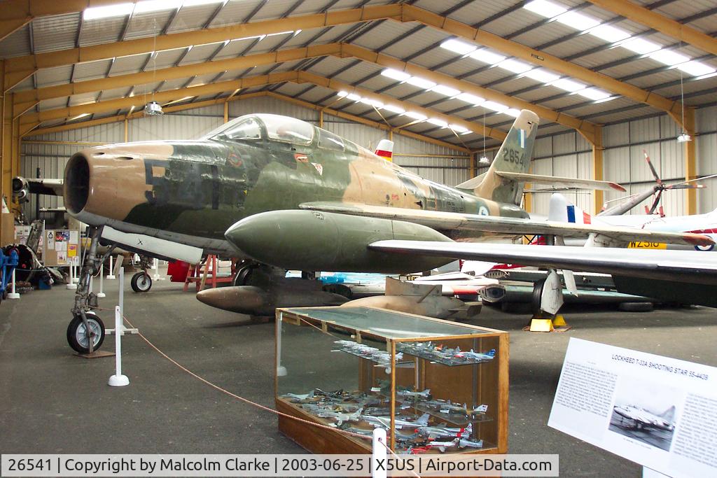 26541, Republic F-84F Thunderstreak C/N 52-6541, Republic F-84F Thunderstreak at The North East Aircraft Museum, Usworth, Sunderland in June 2003. Ex Greece AF and previously USAF 52-6541.