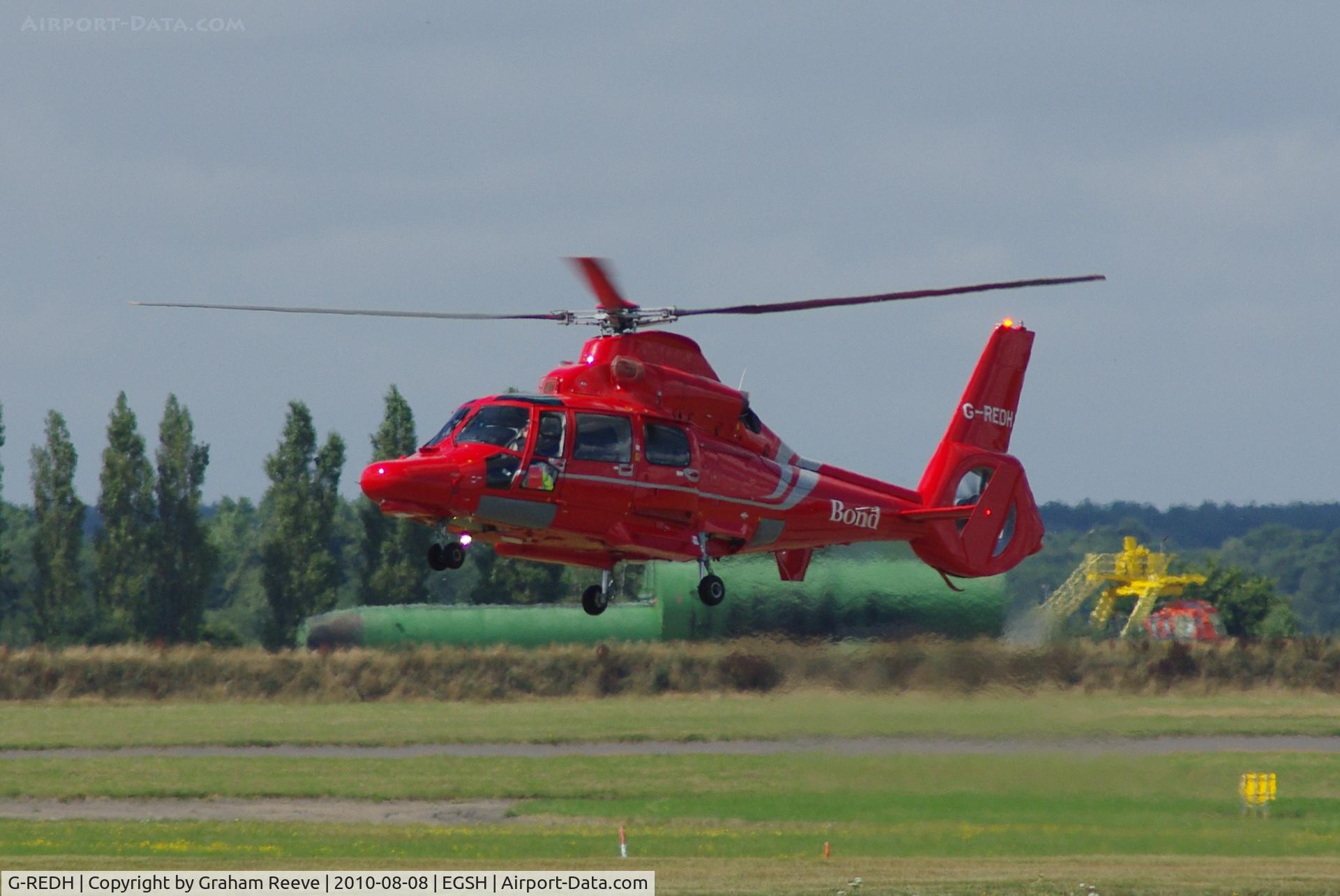 G-REDH, 2010 Eurocopter AS-365N-3 Dauphin 2 C/N 6911, Landing at Norwich.