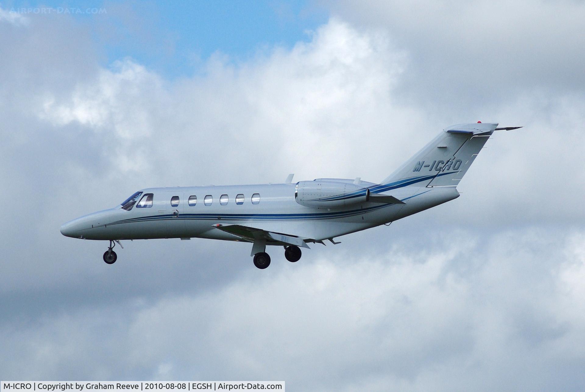 M-ICRO, 2007 Cessna 525A CitationJet CJ2+ C/N 525A-0347, Landing at Norwich.