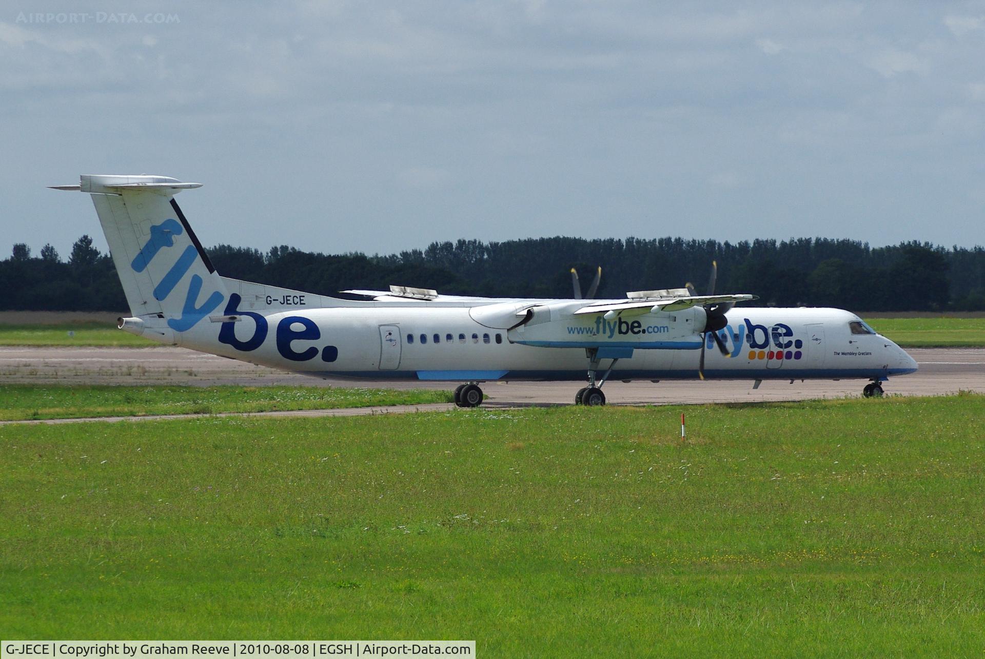 G-JECE, 2004 De Havilland Canada DHC-8-402Q Dash 8 C/N 4094, About to depart.
