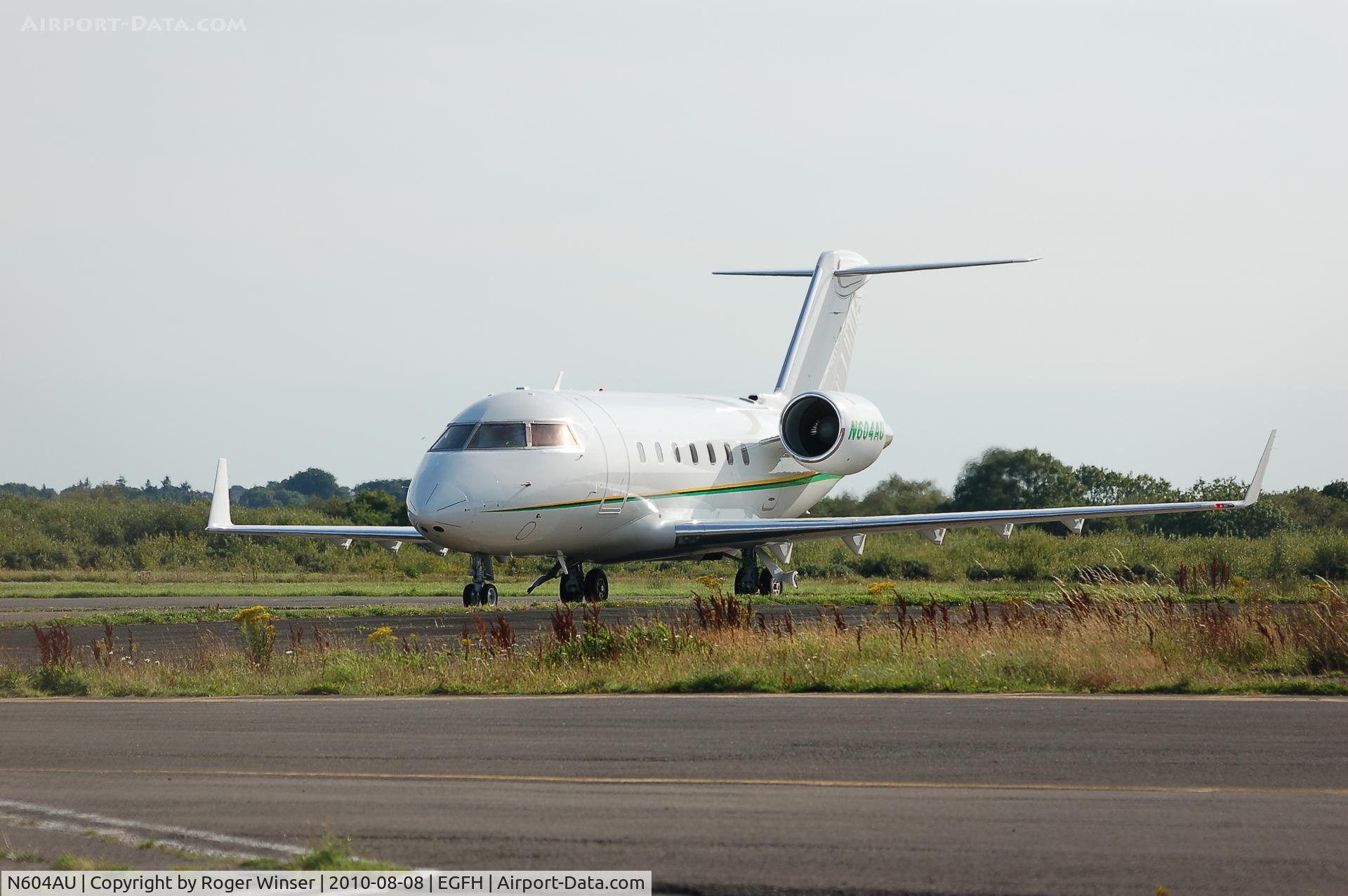 N604AU, 1999 Bombardier Challenger 604 (CL-600-2B16) C/N 5434, Anza Aviation's Challenger 604 visiting Swansea Airport. Ex-N322BX.