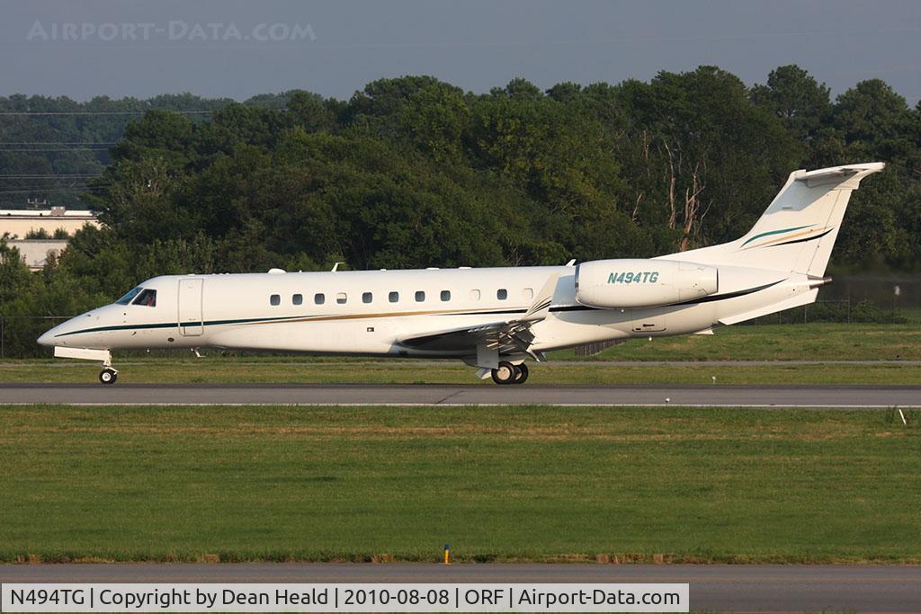 N494TG, 2004 Embraer EMB-135BJ Legacy C/N 145678, Admiralty Air LLC's 2004 Embraer EMB-135BJ Legacy N494TG rolling out on RWY 5 after arrival from Barnstable Municipal Airport (KHYA) - Hyannis, MA.