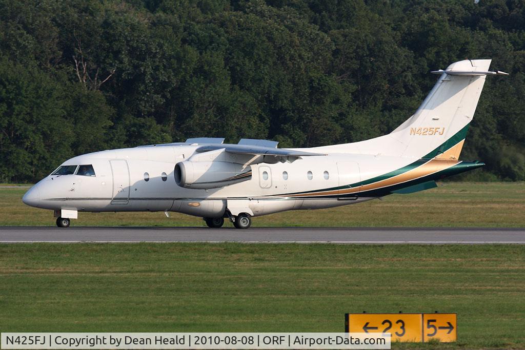 N425FJ, 2001 Fairchild Dornier 328-300 328JET C/N 3189, Ultimate Jet Charters N425FJ rolling out on RWY 5 after arrival.