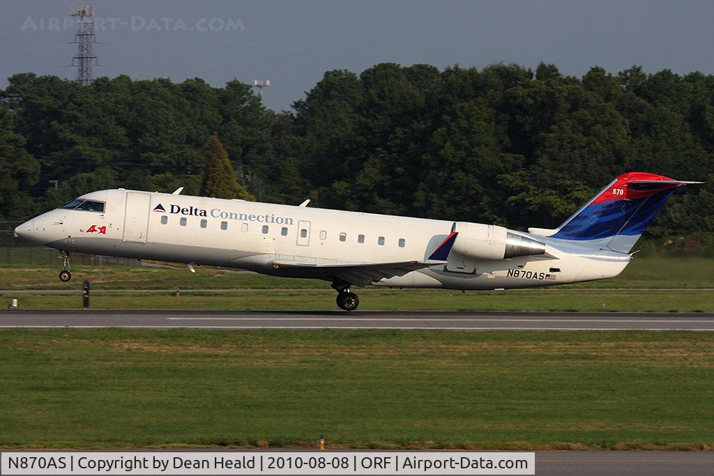 N870AS, 2001 Bombardier CRJ-200ER (CL-600-2B19) C/N 7530, Delta Connection (Atlantic Southeast Airlines) N870AS (FLT ASQ7317) departing RWY 5 en route to Cincinnati/Northern Kentucky Int'l (KCVG).