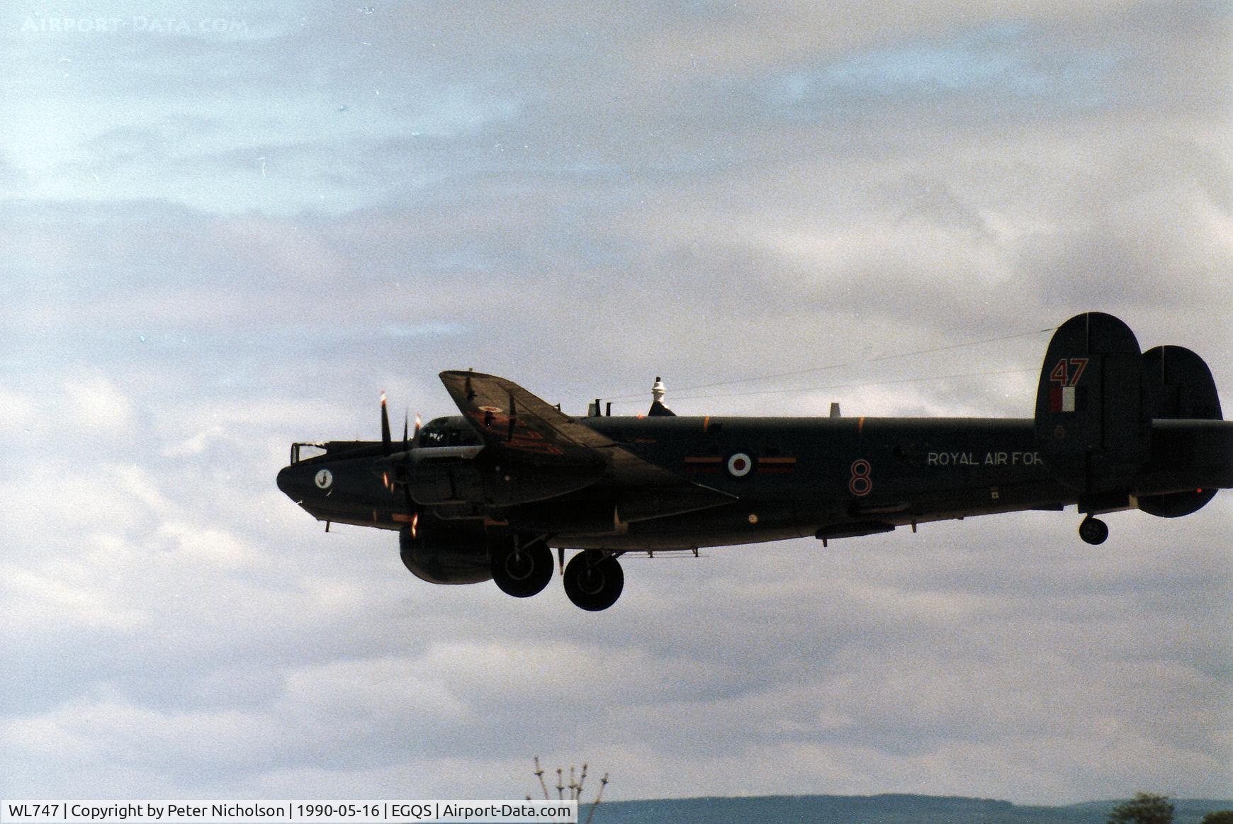 WL747, Avro 716 Shackleton AEW.2 C/N R3/696/239005, Shackleton AEW.2 of 8 Squadron returning to RAF Lossiemouth in May 1990.