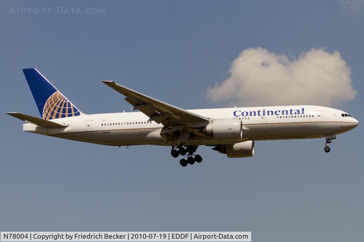N78004, 1998 Boeing 777-224 C/N 27580, on final RW07R