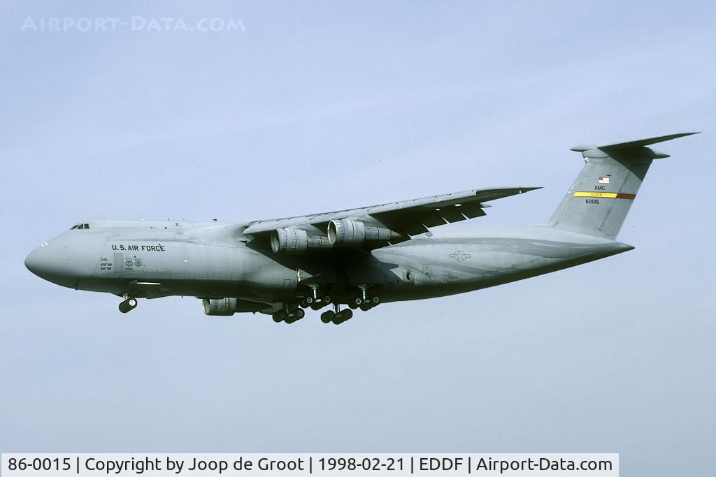86-0015, 1986 Lockheed C-5M Super Galaxy C/N 500-0101, 436 AW arrival at Rhein Main AB