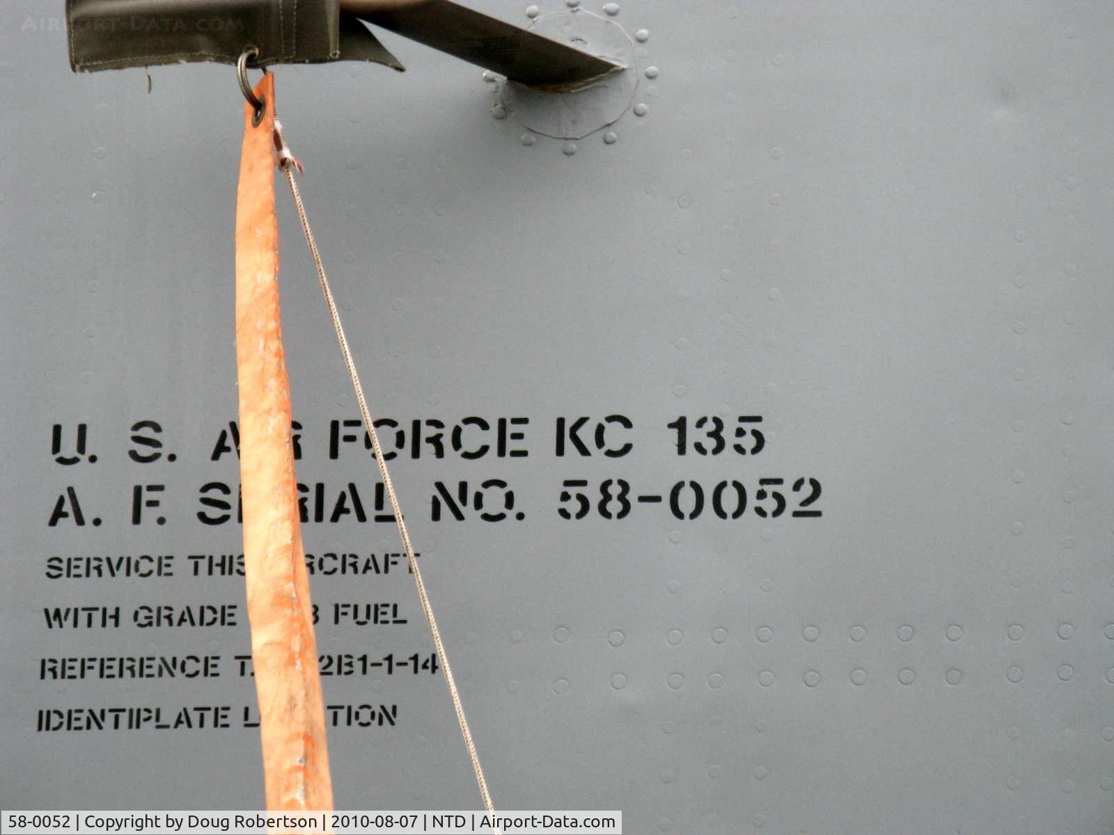 58-0052, 1958 Boeing KC-135R Stratotanker C/N 17797, Boeing KC-135R STRATOTANKER, four P&W J57-P-59-W Turbojets 13,761 lbst each, data