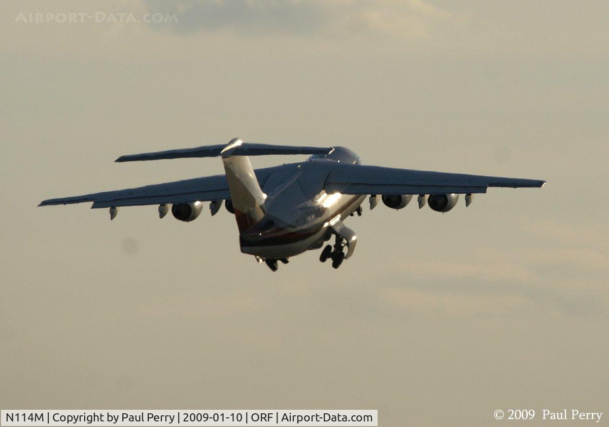 N114M, 1986 British Aerospace BAe.146-100A C/N E1068, Aloft, and tucking in the wheels