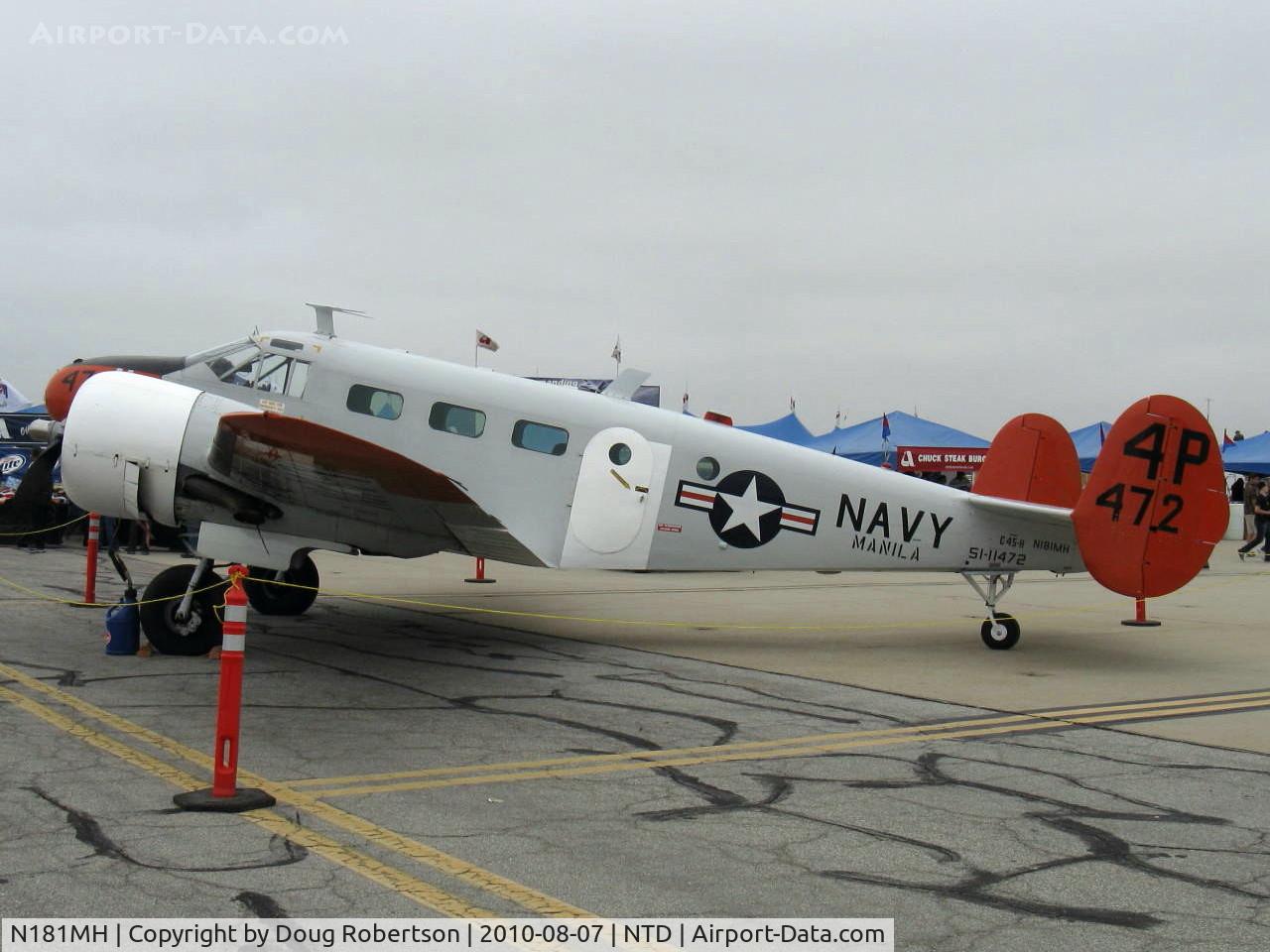 N181MH, 1951 Beech C-45H Expeditor C/N AF-29, 1951 Beech C-45H EXPEDITOR converted from USAF T-11 KANSAN trainer. Never a US Navy aircraft, Some USN Beech 18s were RC-45Js and TC-45Js. Most were SNBs or JRBs. Two P&W R-985-AN-3 Wasp Jr. 450 Hp each.
