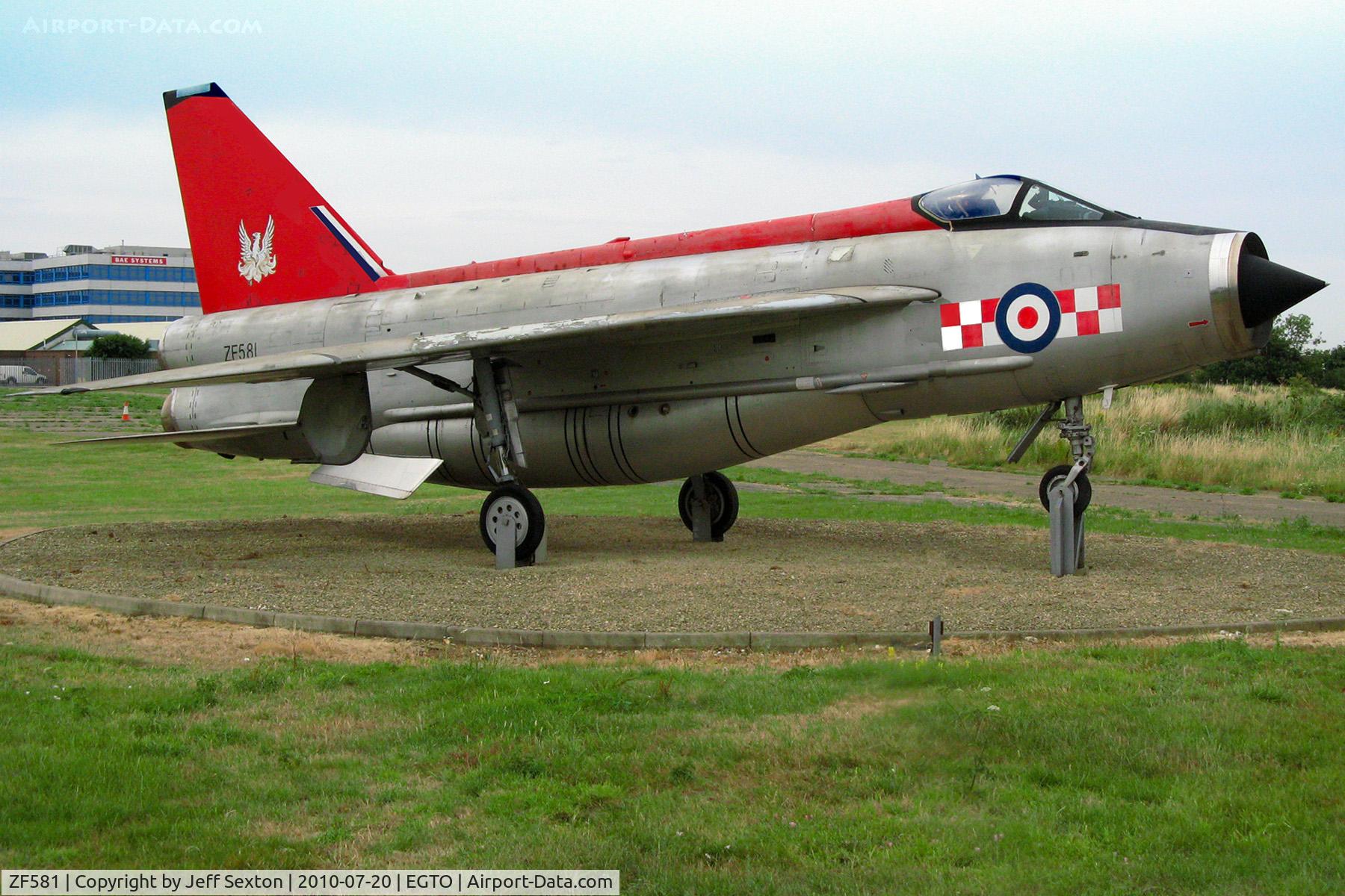 ZF581, English Electric Lightning F.53 C/N 95280, Lightning Mk6 (ex Saudi AF Mk 56) a/c at Rochester UK Airport (Gate Guardian at BAC Systems, Rochester Airport .EGTO)