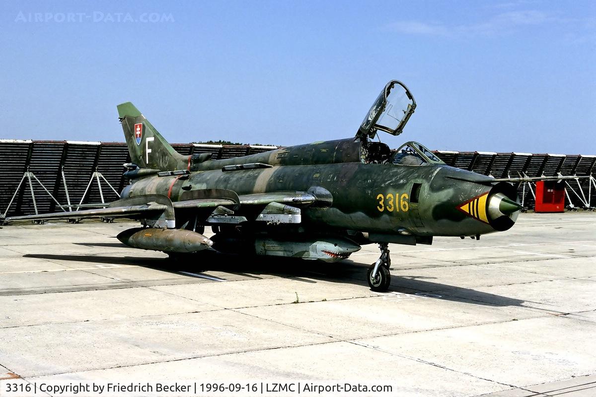 3316, Sukhoi Su-22M-4 C/N 33816, flightline scene at Malacky Kuchyna Slovakia