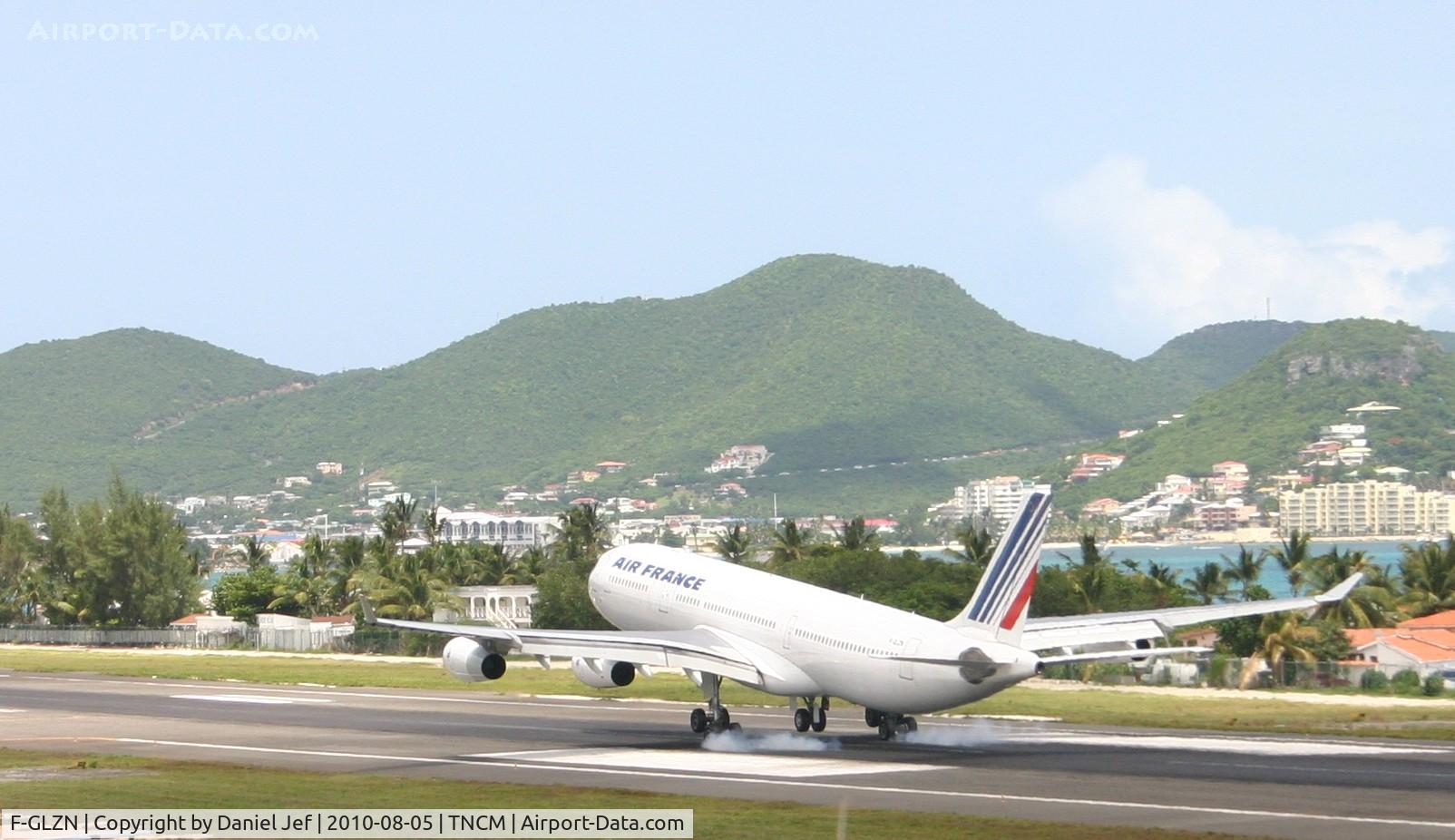 F-GLZN, 1998 Airbus A340-313X C/N 245, Air France F-GLZN touching down at TNCM runway 10