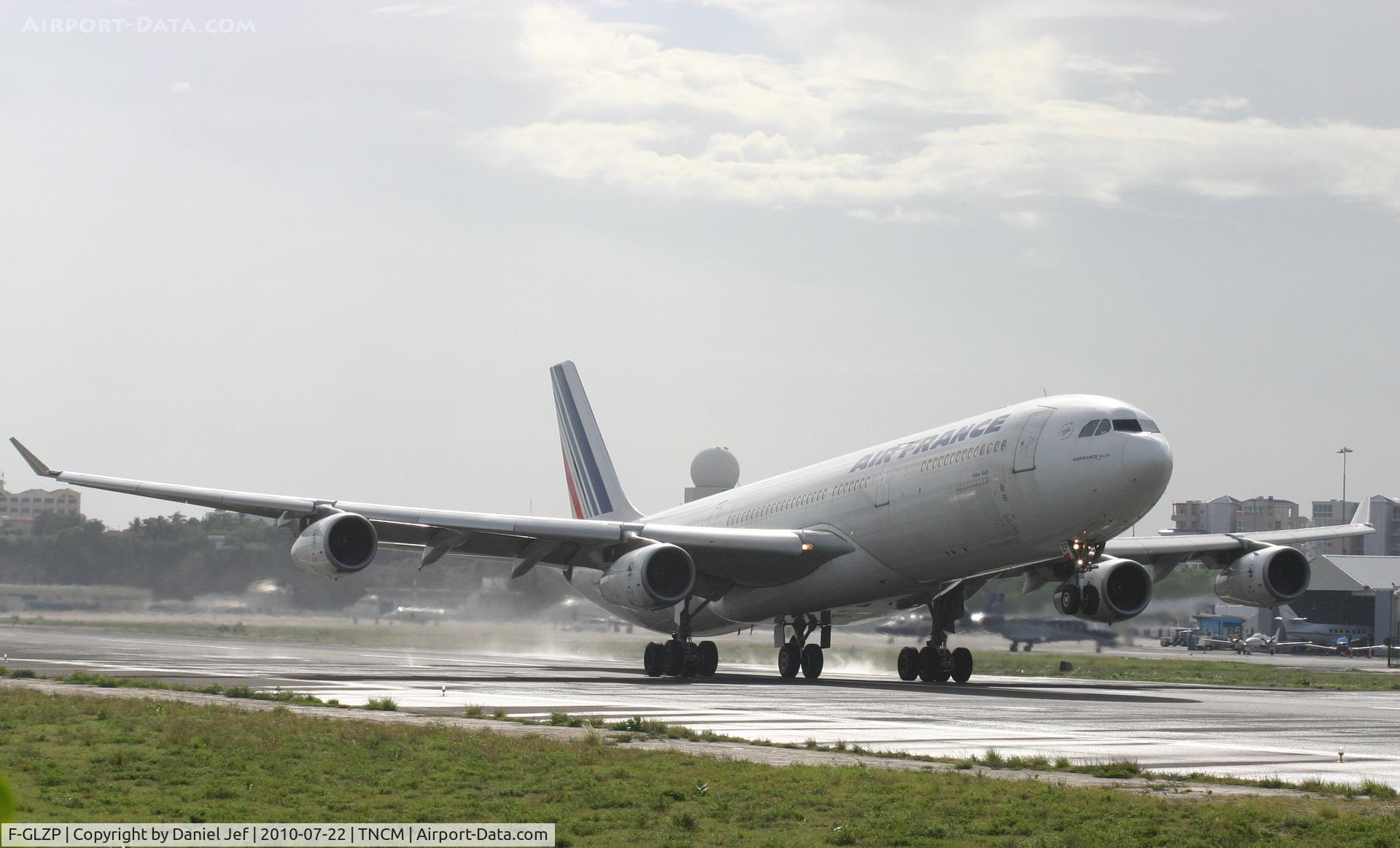 F-GLZP, 1999 Airbus A340-313X C/N 260, Air France F-GLZP departing TNCM runway 10