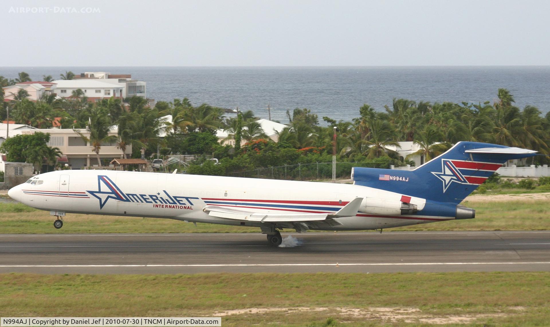 N994AJ, 1975 Boeing 727-233F C/N 20942, Amerijet N994AJ landing at TNCM runway 10