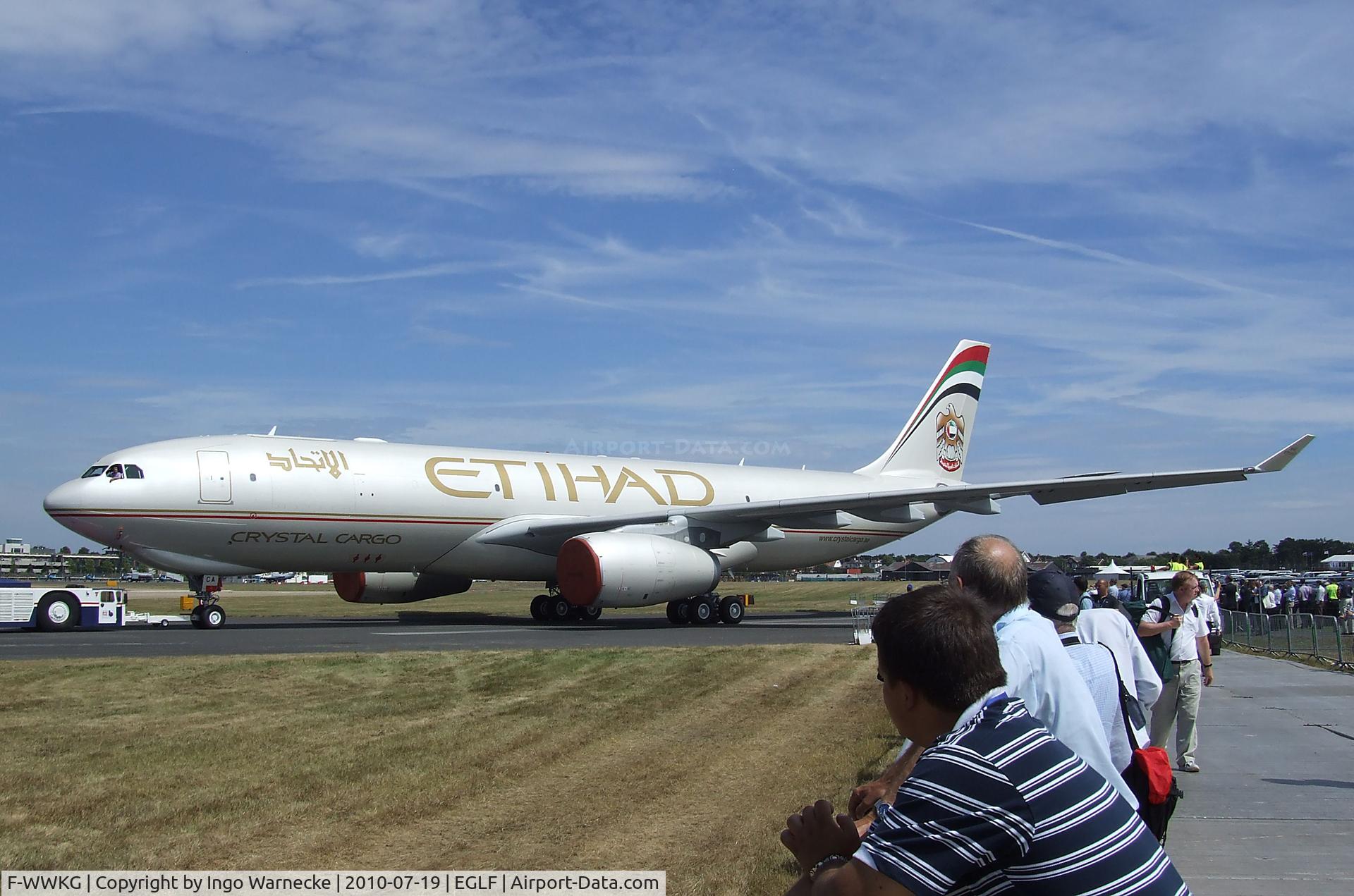 F-WWKG, 2010 Airbus A330-243F C/N 1032, Airbus A330-200F of Etihad / Crystal Cargo at Farnborough International 2010
