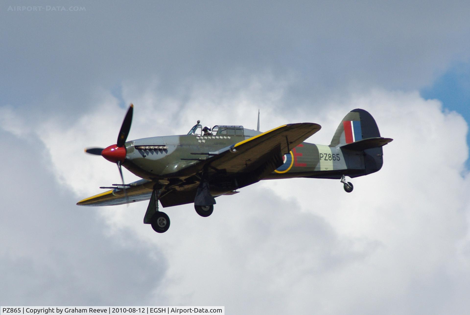 PZ865, 1944 Hawker Hurricane IIC C/N PZ865, Landing at Norwich.