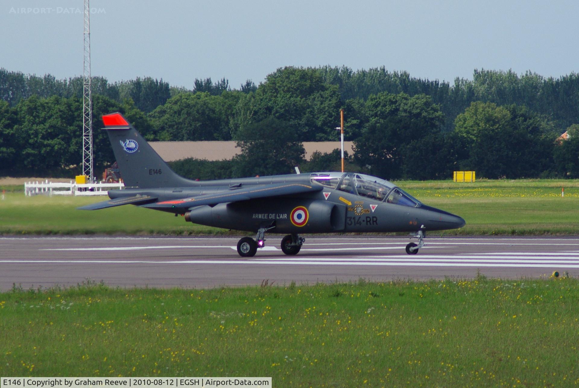 E146, Dassault-Dornier Alpha Jet E C/N E146, About to depart from Norwich.