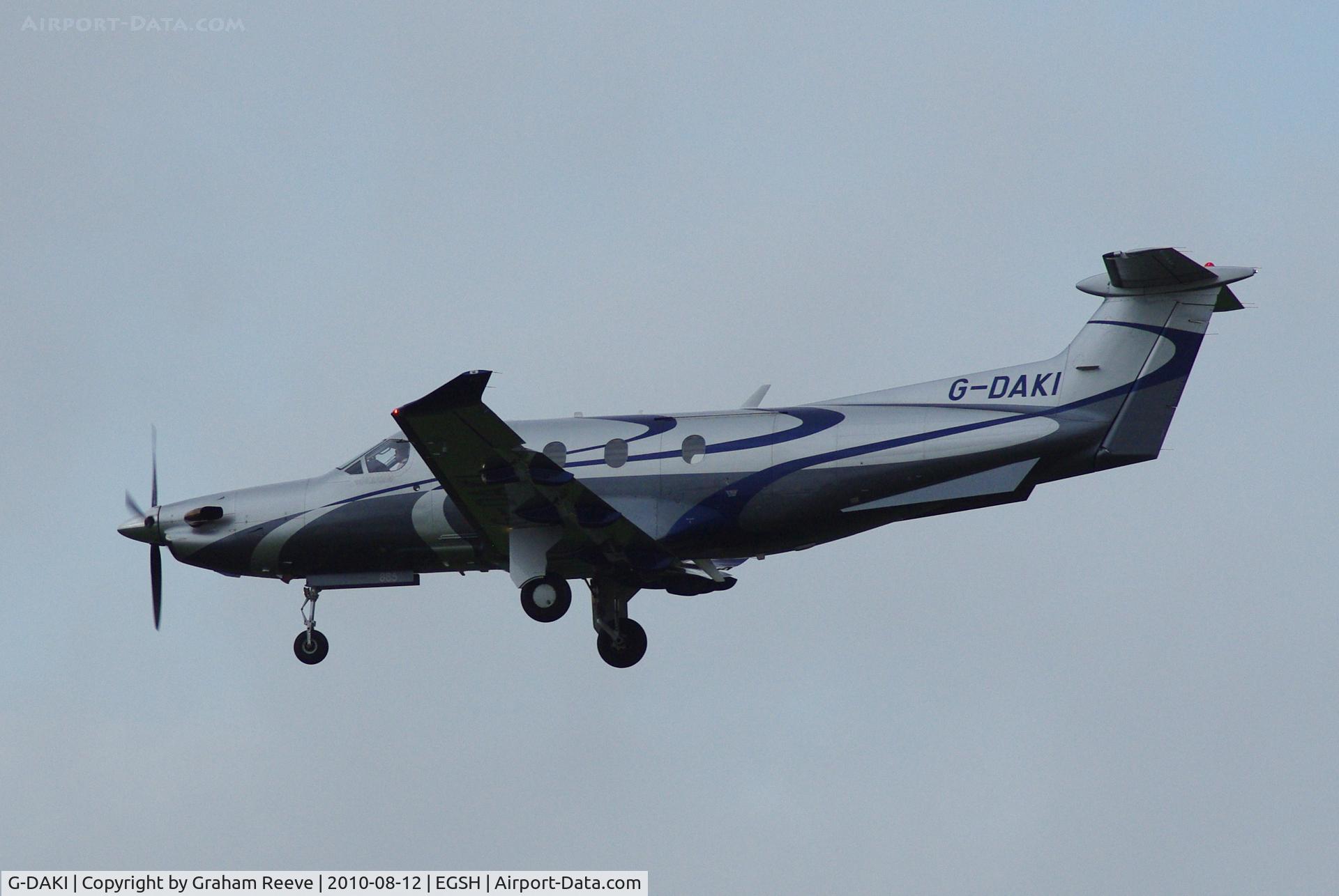 G-DAKI, 2008 Pilatus PC-12/47 C/N 885, Landing at Norwich.