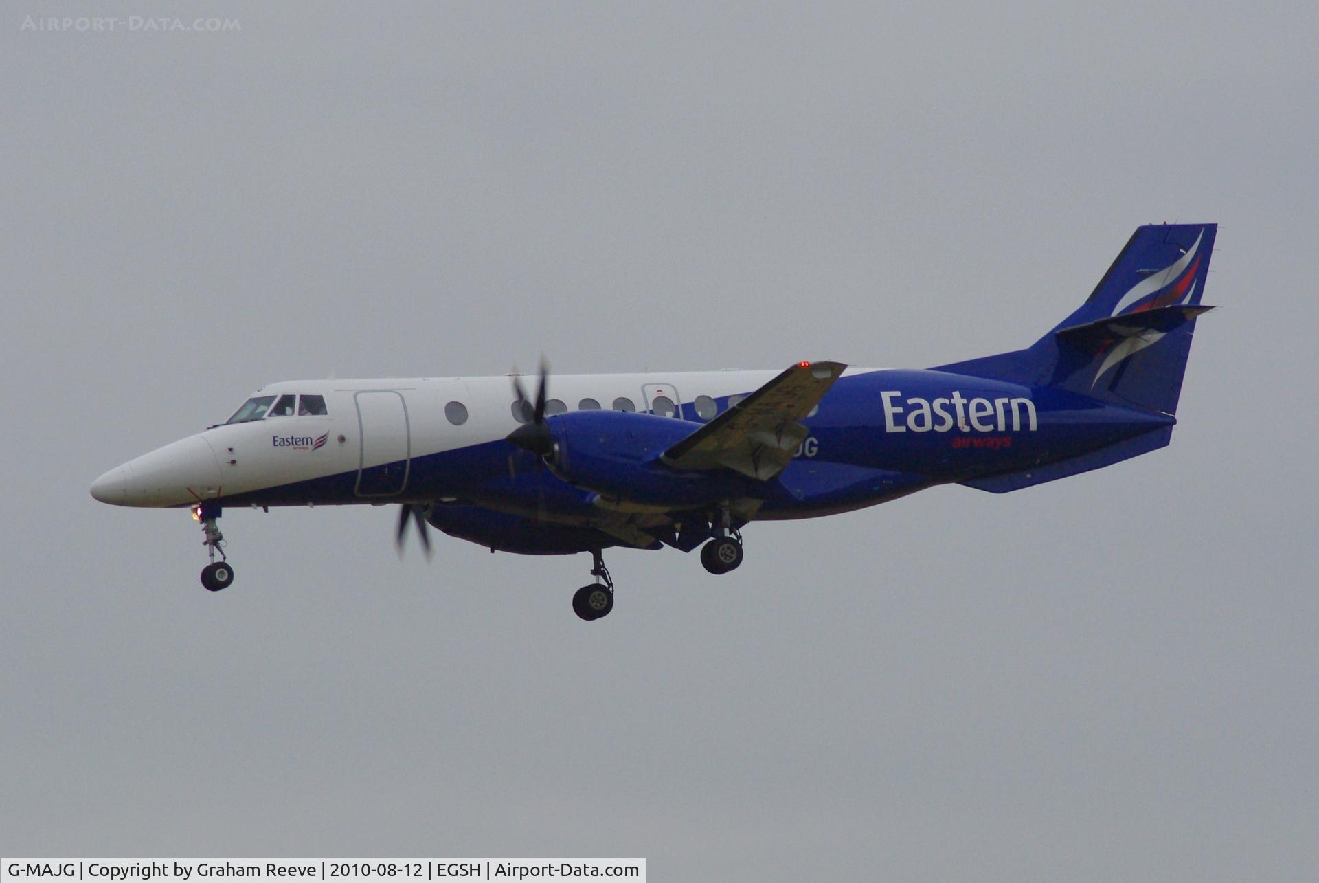 G-MAJG, 1993 British Aerospace Jetstream 41 C/N 41009, Landing at Norwich.
