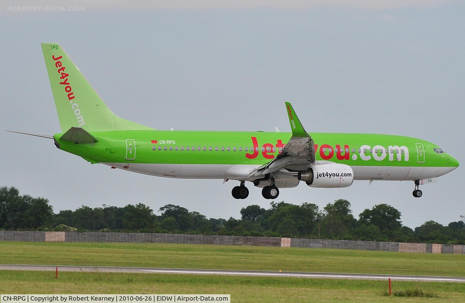 CN-RPG, 2007 Boeing 737-8K5 C/N 34692, Jet4You about to touch down on r/w 10