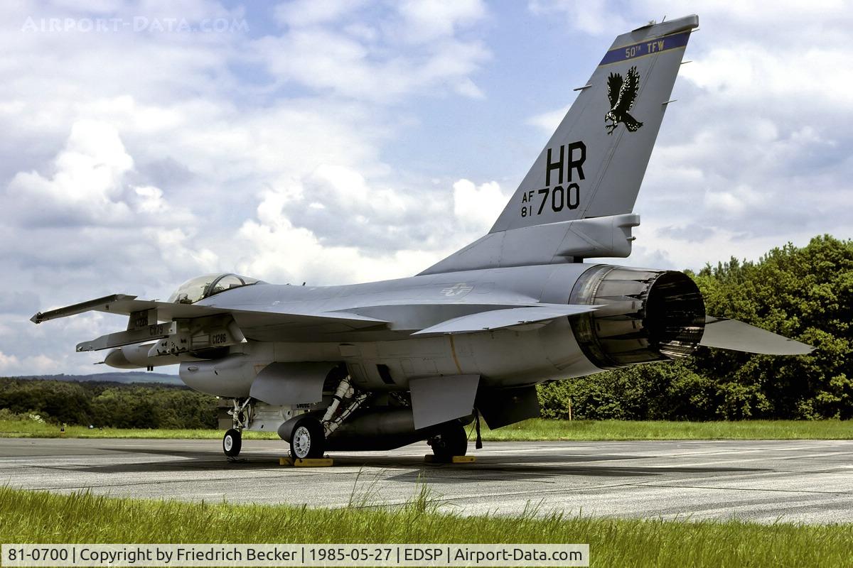 81-0700, 1981 General Dynamics F-16A Fighting Falcon C/N 61-382, 50th TFW F-16A
