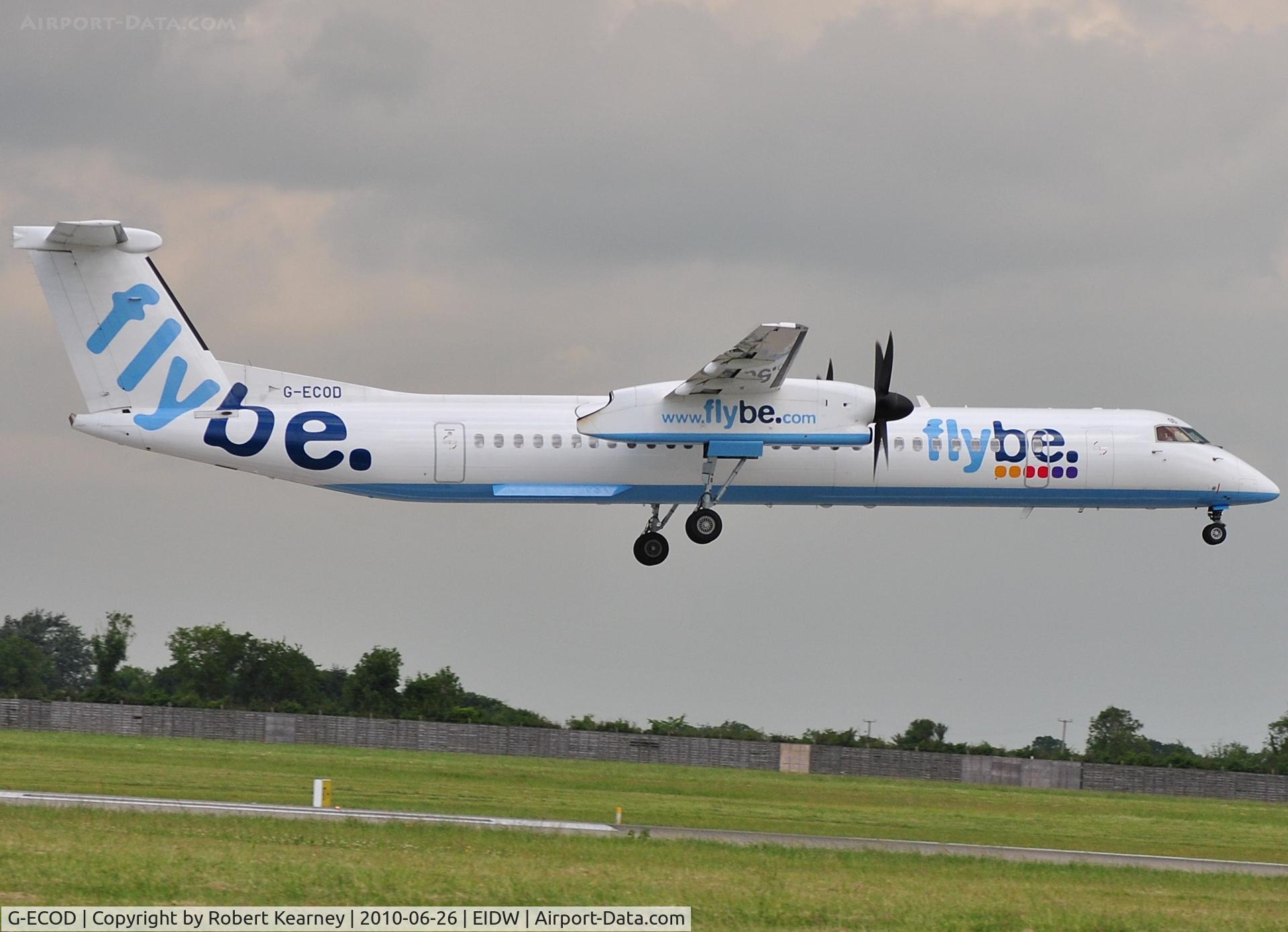 G-ECOD, 2008 De Havilland Canada DHC-8-402Q Dash 8 C/N 4206, FlyBe about to touch down on r/w 10