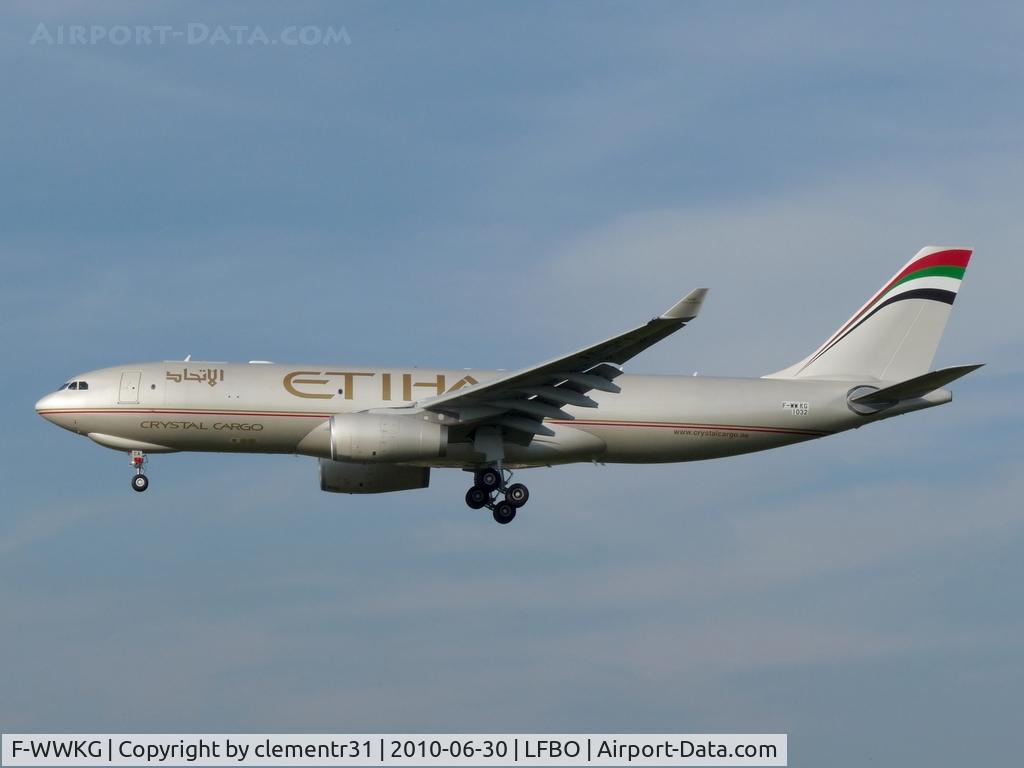 F-WWKG, 2010 Airbus A330-243F C/N 1032, Ethiad Crystal Cargo, A330-200F, c/n 1032, to be A6-DCA, test flight.