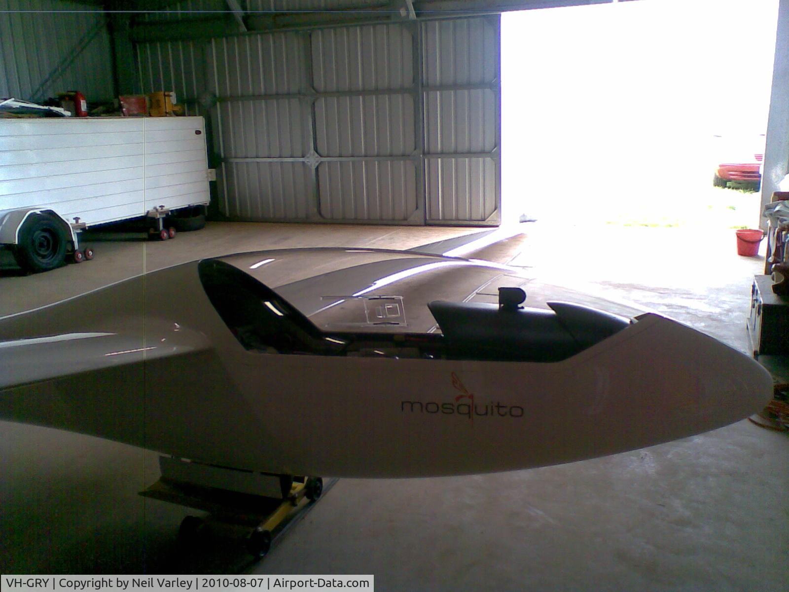 VH-GRY, 1977 Glasflugel 303 Mosquito C/N 62, GRY in hangar at Gawler Airfield South Australia