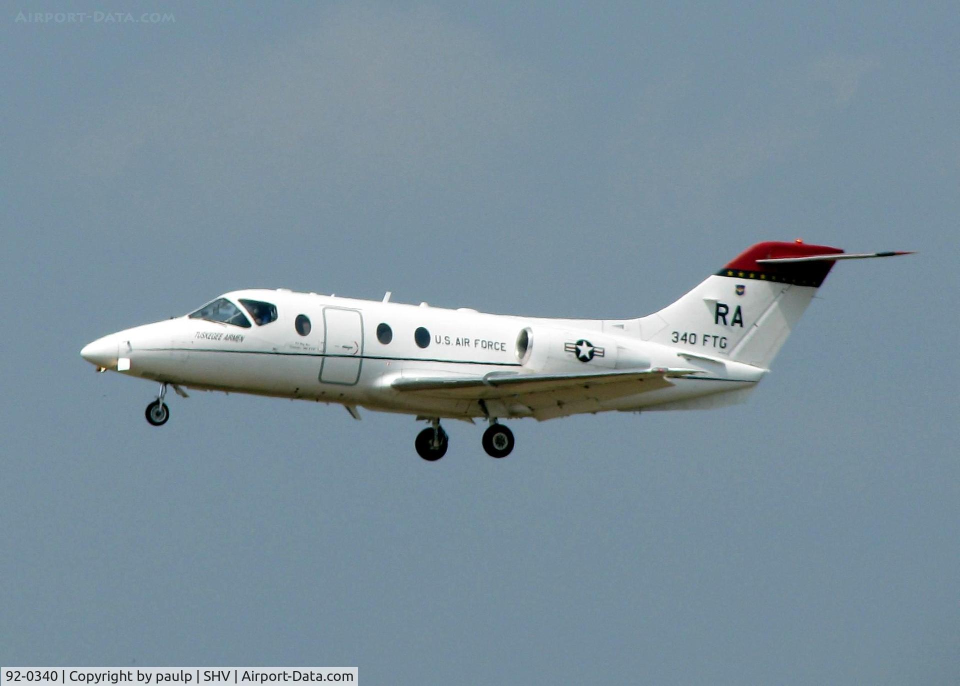 92-0340, 1992 Beechcraft T-1A Jayhawk C/N TT-54, Landing at Shreveport Regional.