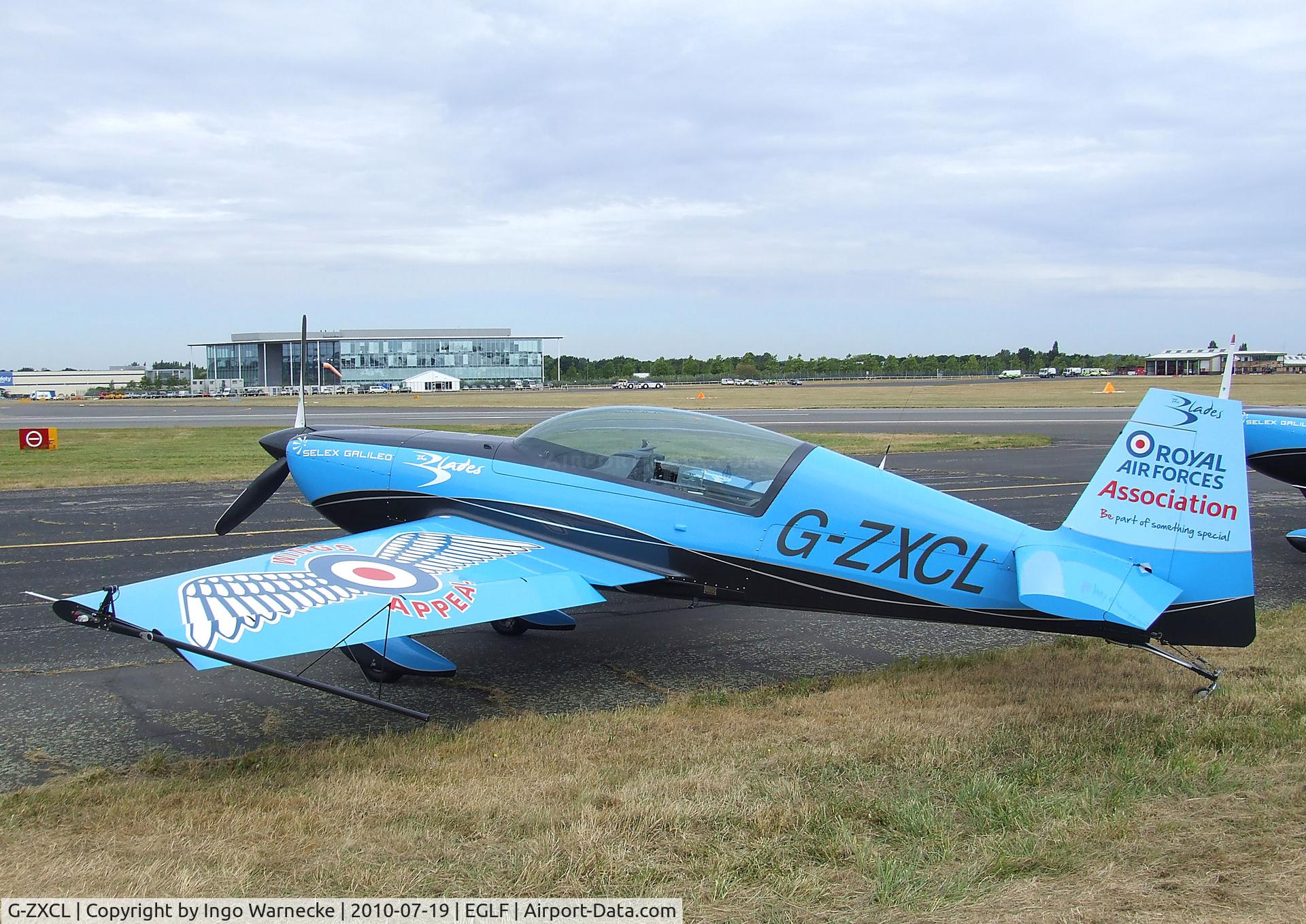 G-ZXCL, 2006 Extra EA-300L C/N 1223, Extra EA-300L of the Selex Galileo 'Blades' flying for the RAFA at Farnborough International 2010