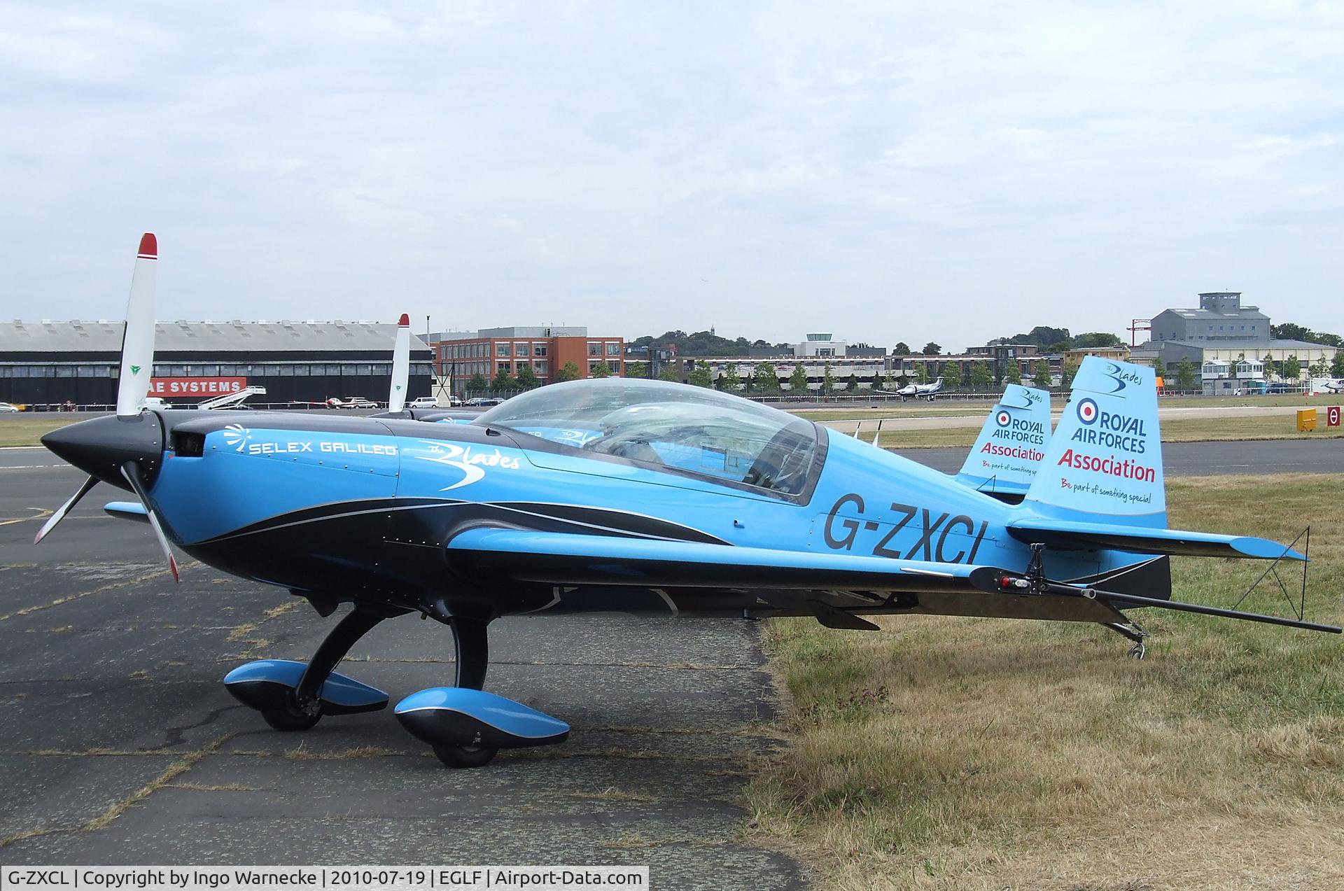 G-ZXCL, 2006 Extra EA-300L C/N 1223, Extra EA-300L of the Selex Galileo 'Blades' flying for the RAFA at Farnborough International 2010