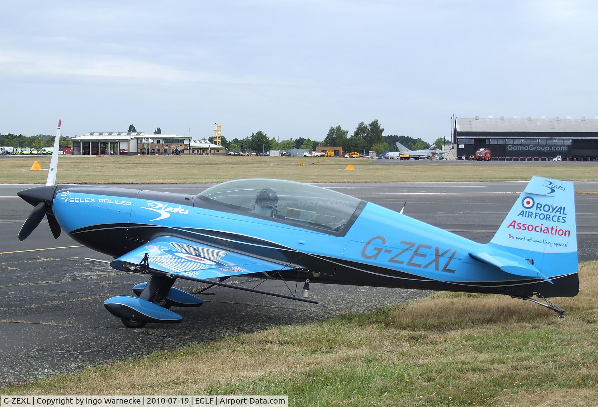 G-ZEXL, 2006 Extra EA-300L C/N 1225, Extra EA-300L of the Selex Galileo 'Blades' flying for the RAFA at Farnborough International 2010