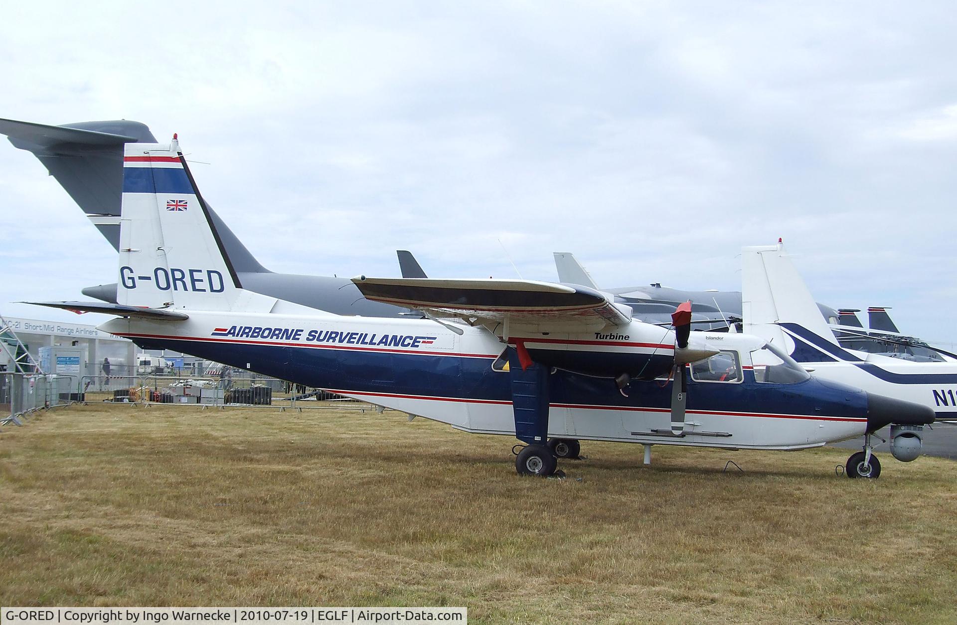 G-ORED, 1982 Britten-Norman BN-2T Islander C/N 2142, Britten-Norman BN-2T Turbine-Islander at Farnborough International 2010