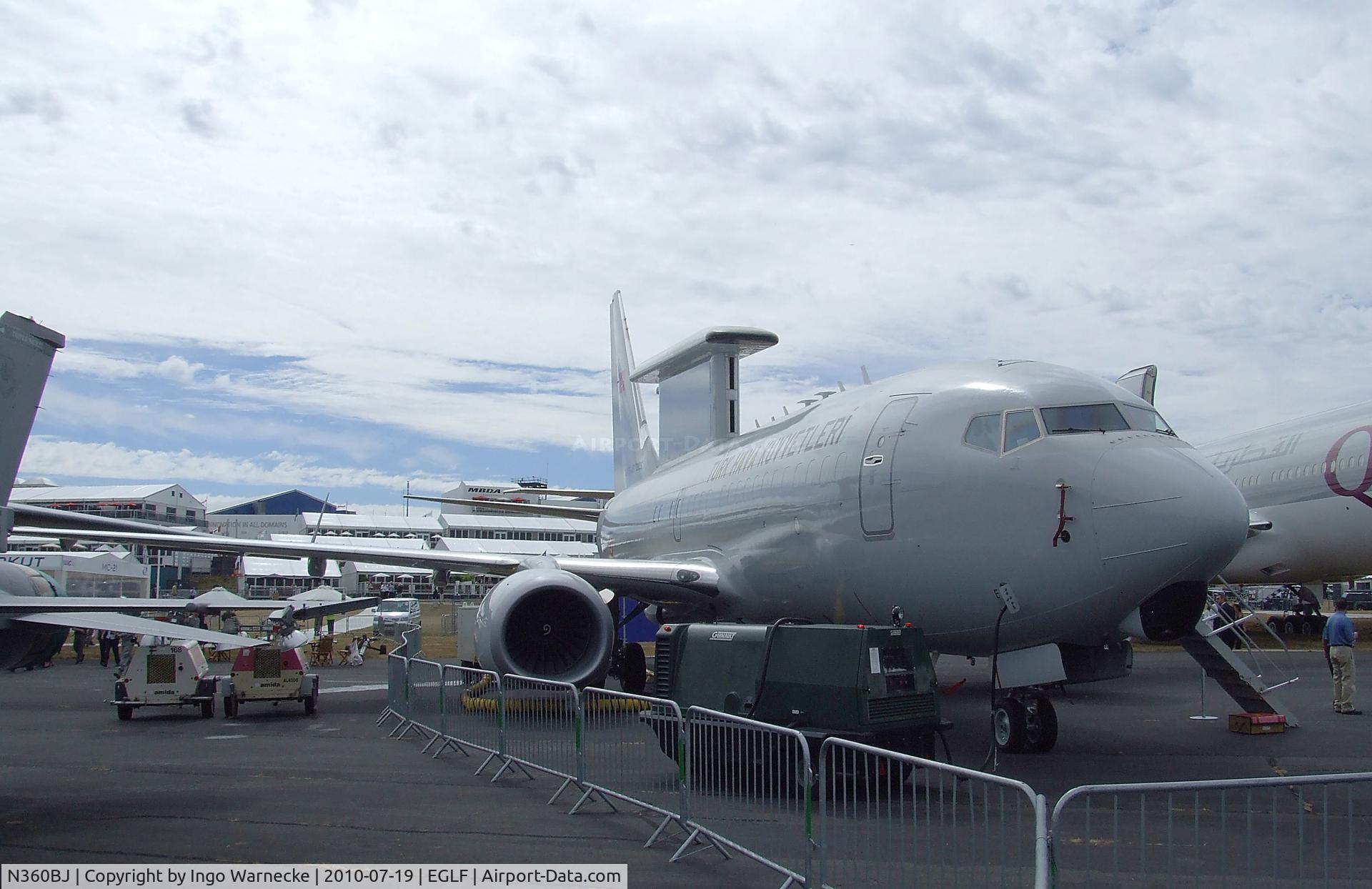 N360BJ, 2005 Boeing 737-7ES Peace Eagle C/N 33963, Boeing 737-7ES Wedgetail AEW-aircraft for the turkish air force at Farnborough International 2010